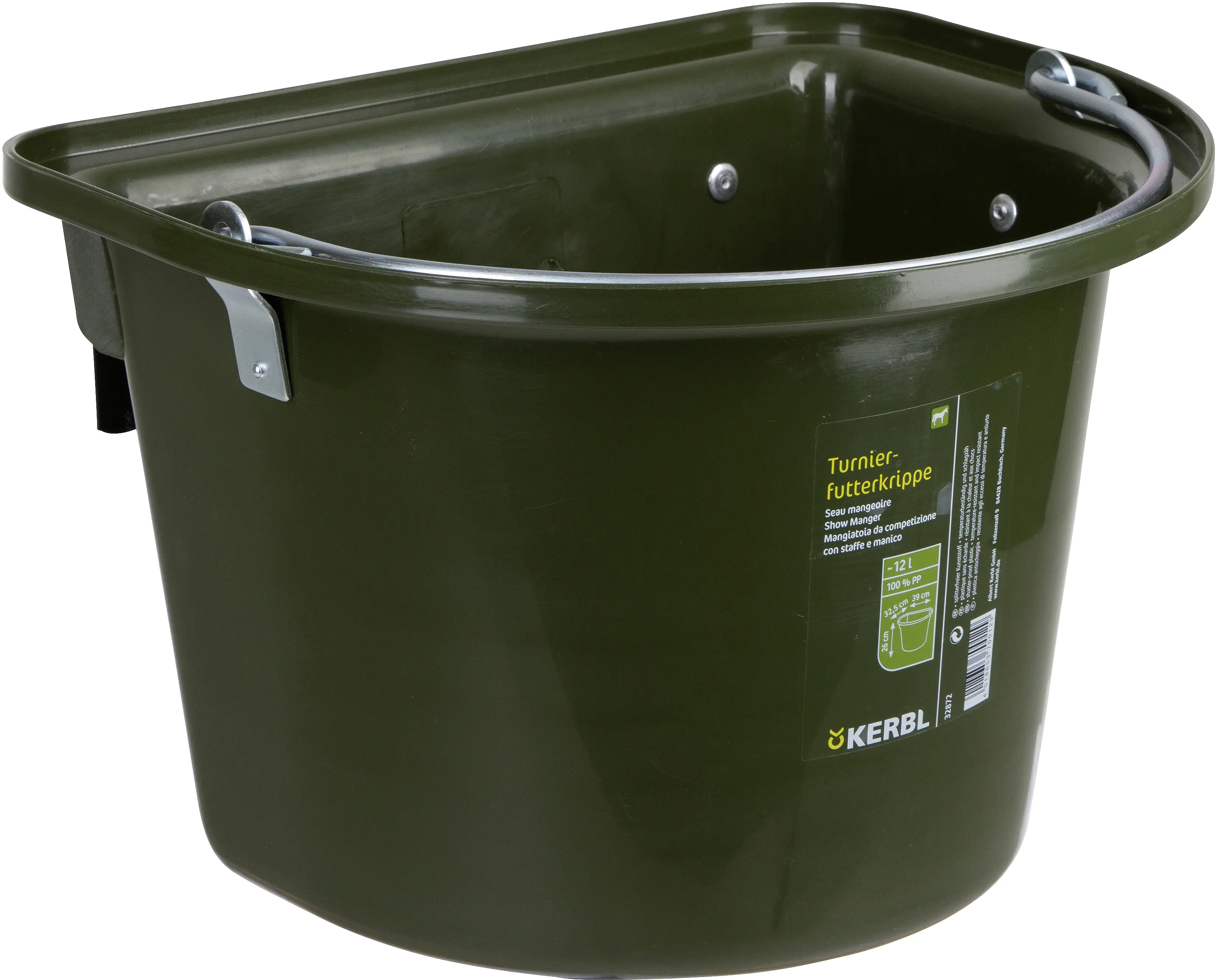 Kerbl Futterkrippe grün mit Einhängebügel + Tragegriff