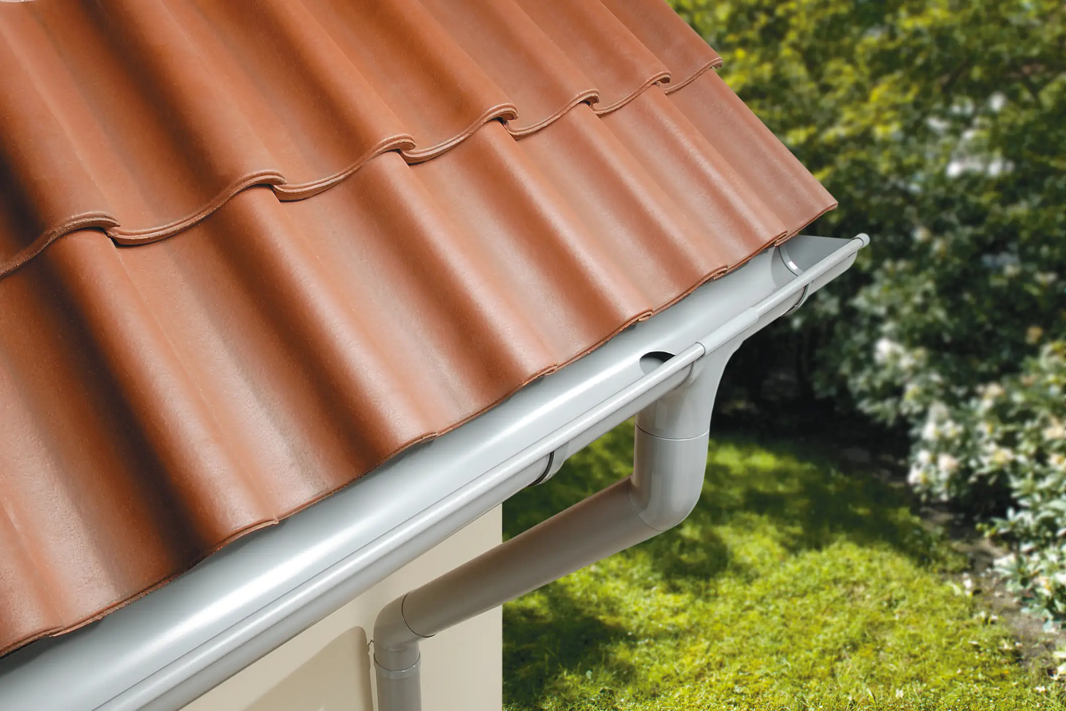 Marley Dachrinne NW 75 mm, 3 m, halbrund, grau Marley Dachrinne NW 75 mm, 3 m, halbrund, grau