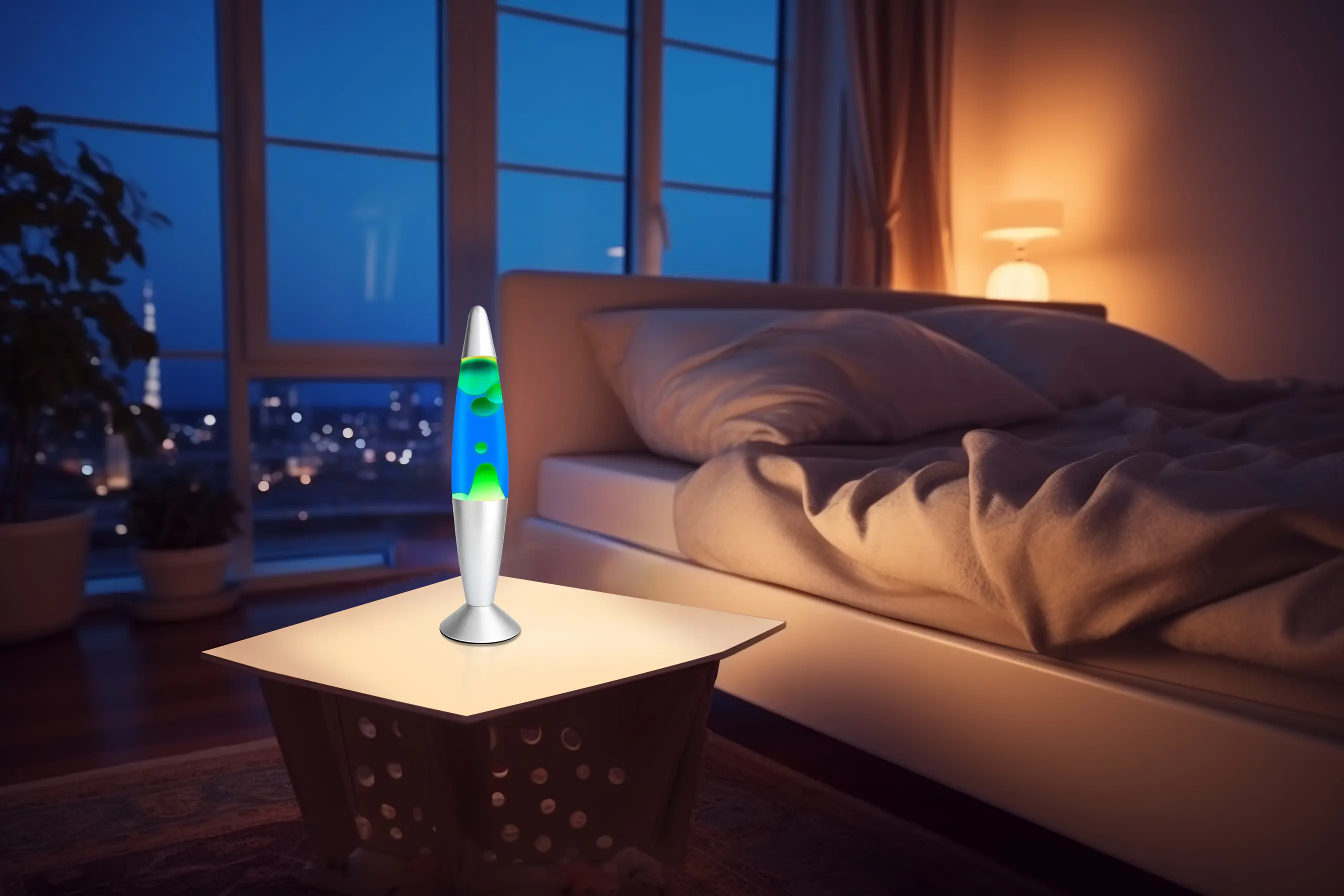 LED Lavalampe Osaka grün-blau 41 x 11 cm warmweiß