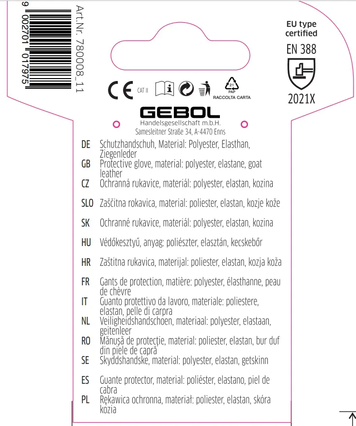 Gebol Handschuh Vitis   Gebol Handschuh Vitis