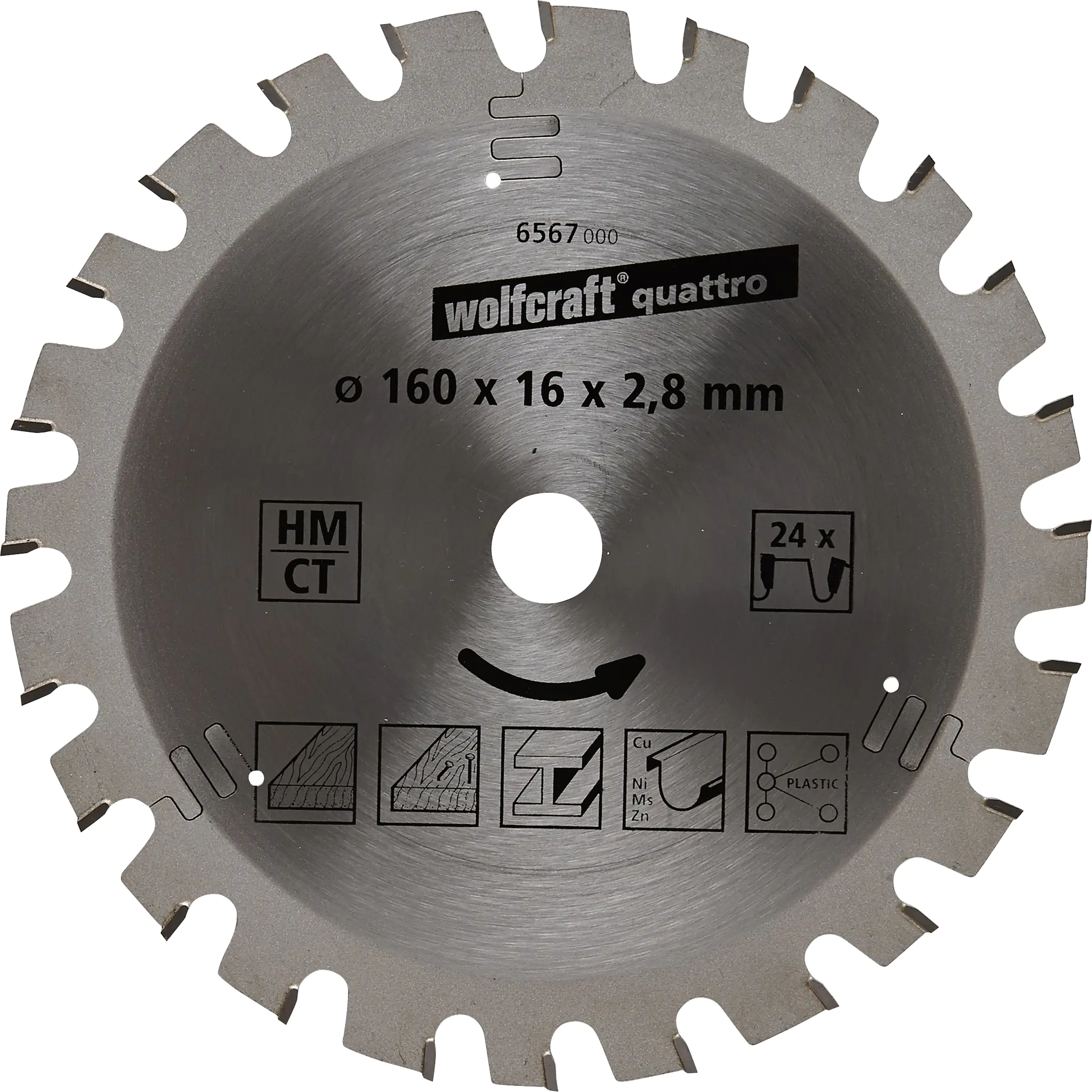 Wolfcraft Kreissägeblatt Ø 160 mm Bohrung Ø 16 mm 24 Zähne