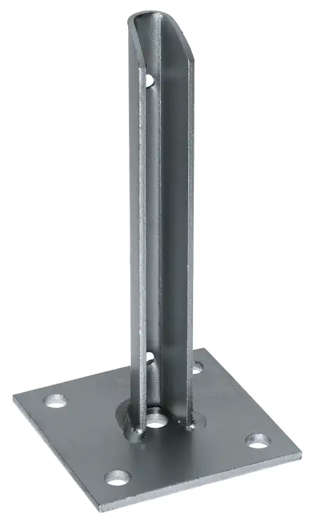 4004338658632_99 Alberts Pfostenträger für Zaunpfosten Ø 34 mm, zum Aufschrauben, 10 x 10 cm, feuerverzinkt