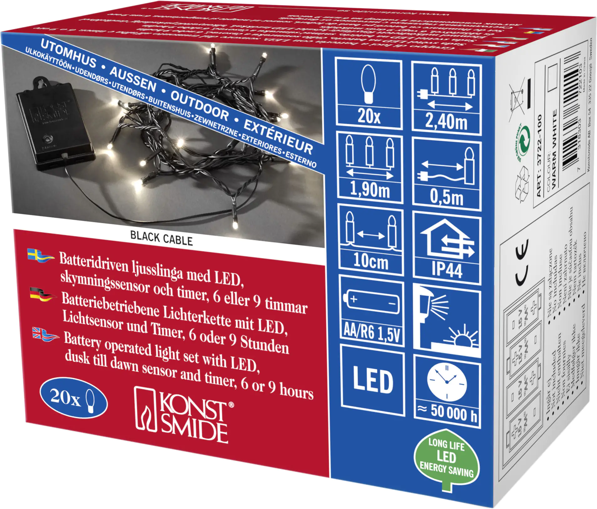 Konstsmide LED Lichterkette 20 LED warmweiß 20 LED, warmweiß Konstsmide LED Lichterkette 20 LED warmweiß 20 LED, warmweiß