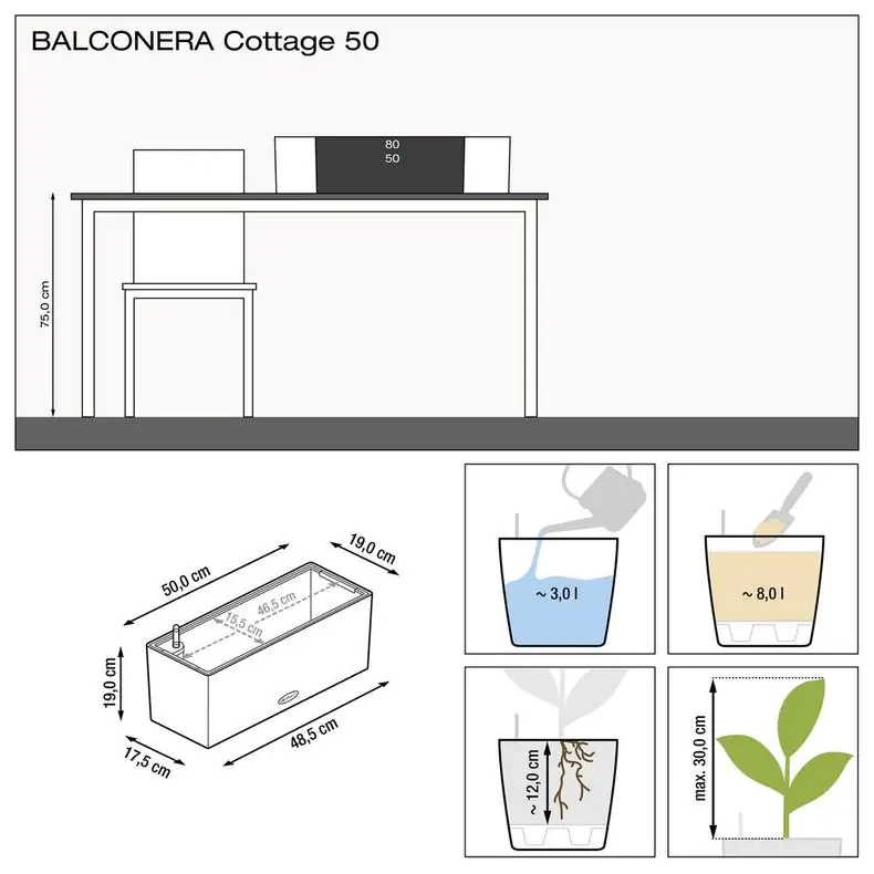 Lechuza Balkonkasten BALCONERA Cottage 50 cm, graphitschwarz Lechuza Balkonkasten BALCONERA Cottage 50 cm, graphitschwarz