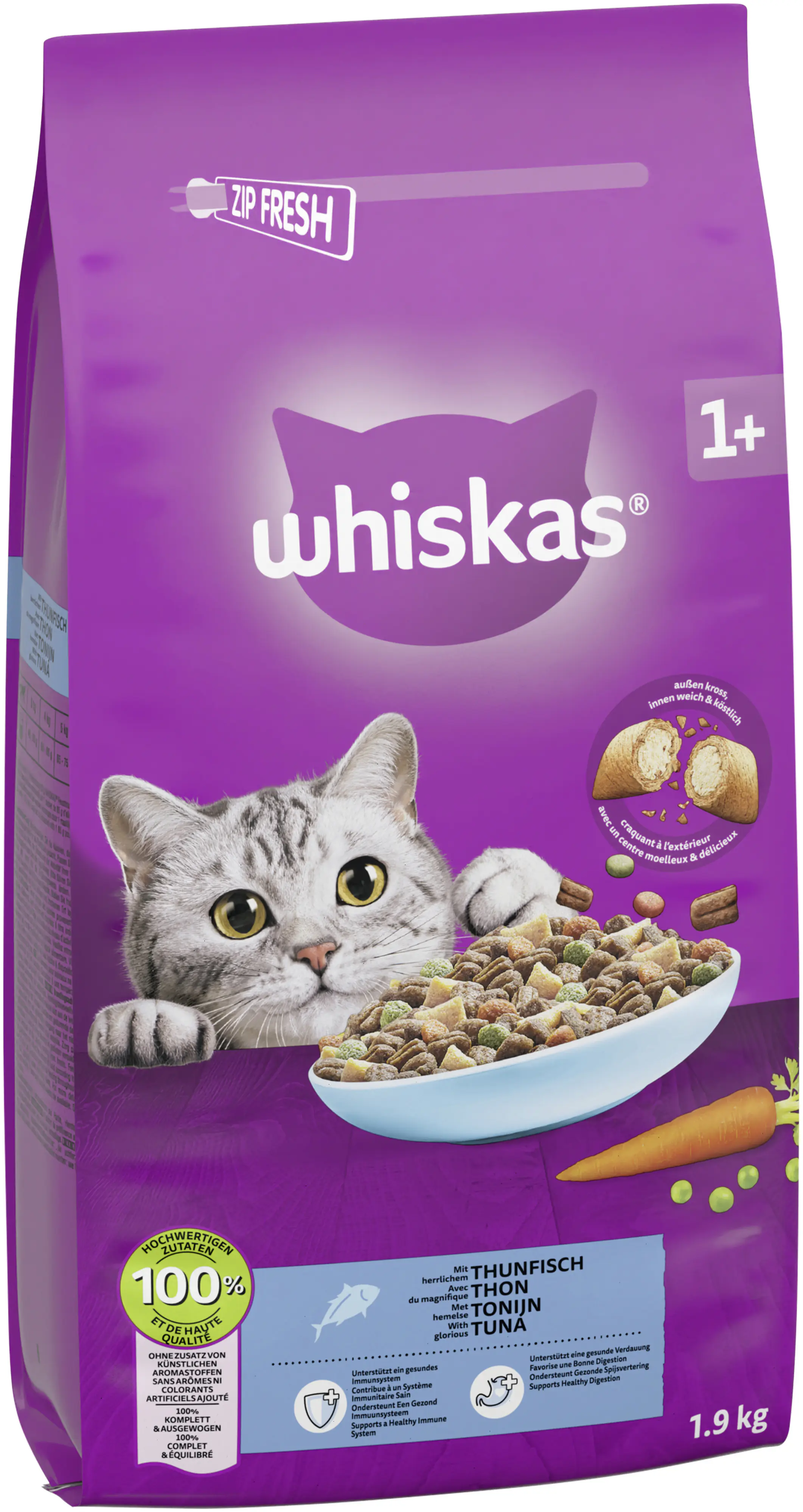 Whiskas Trockenfutter Adult 1+ mit Thunfisch 1,9 kg