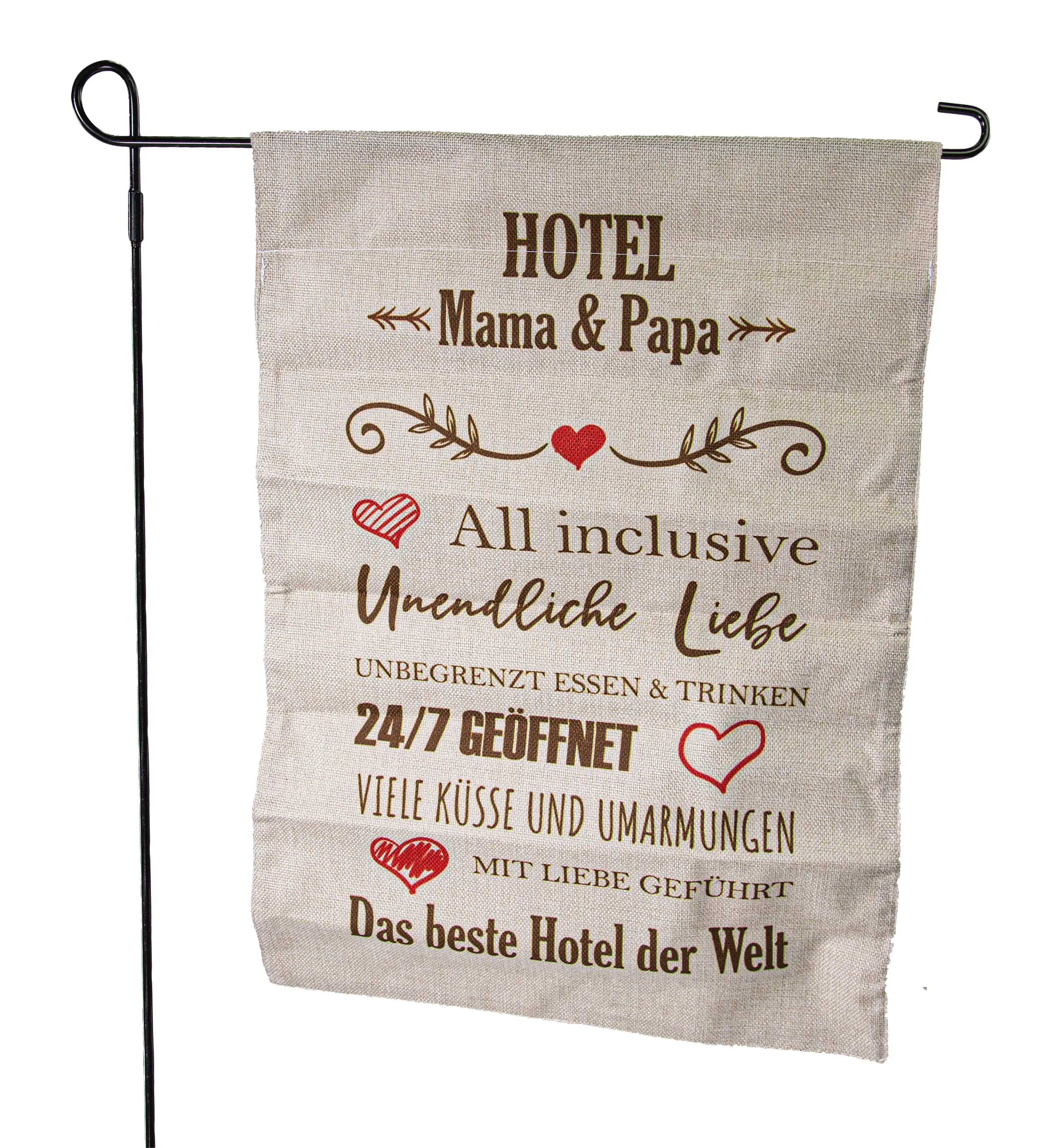 Riffelmacher Gartenfahne mit Stab "Hotel" 32 x 45/90 cm