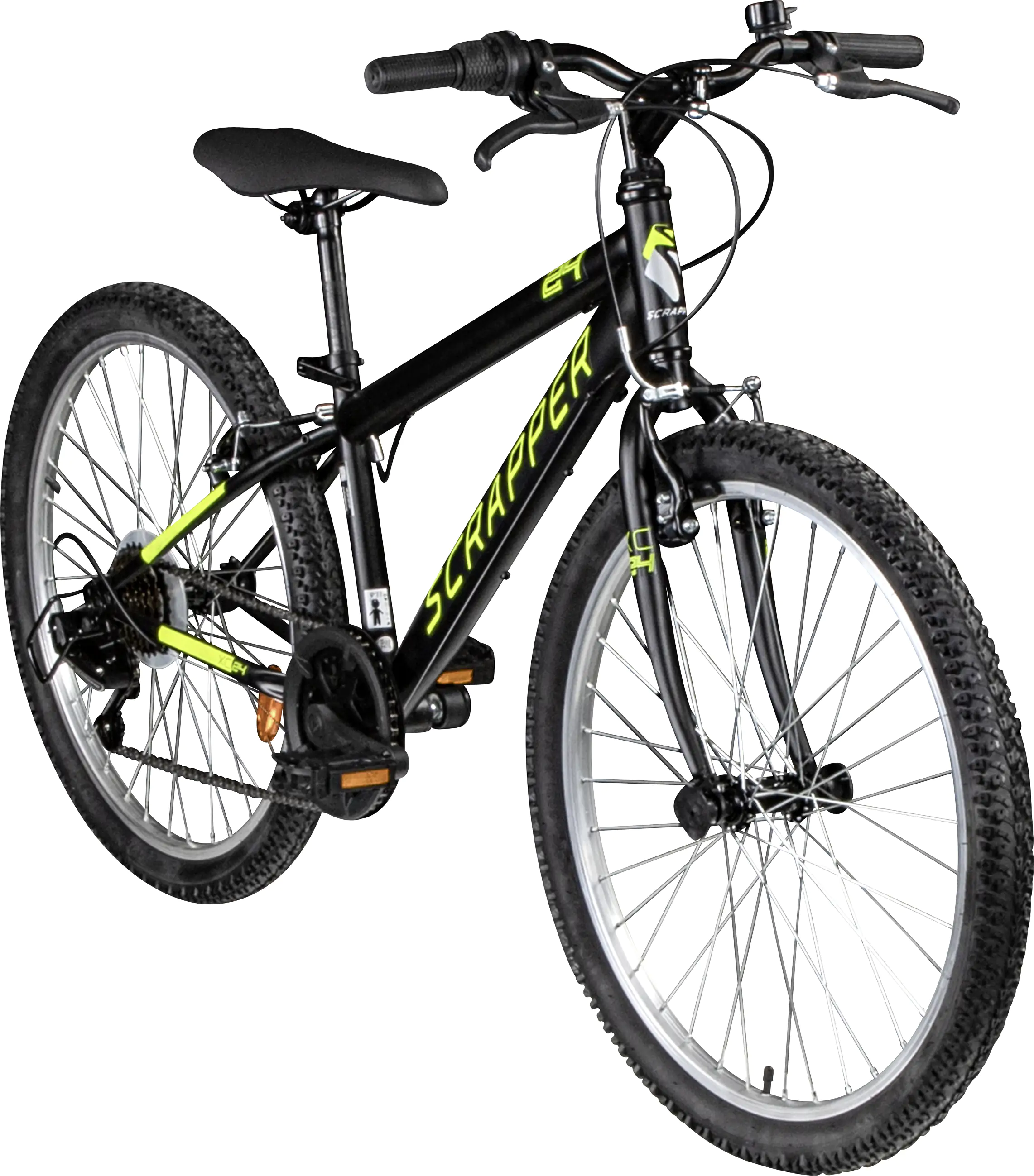 Scrapper Mountainbike XC24 1.9 MTB Hardtail 24 Zoll RH 34cm 6-Gang schwarz gelb