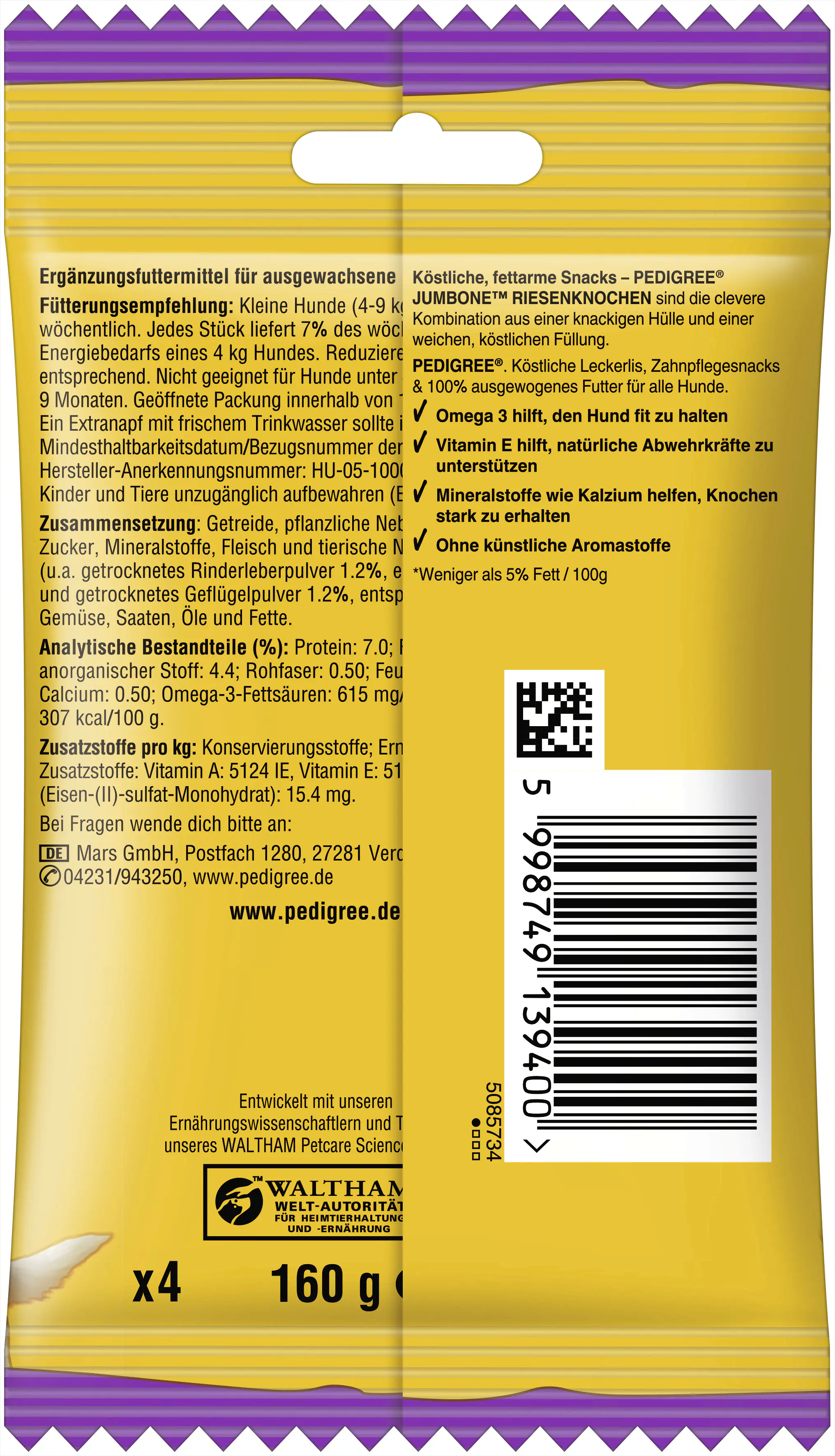 Pedigree Hundesnack Jumbone Riesenknochen Mini mit Rind und Geflügel