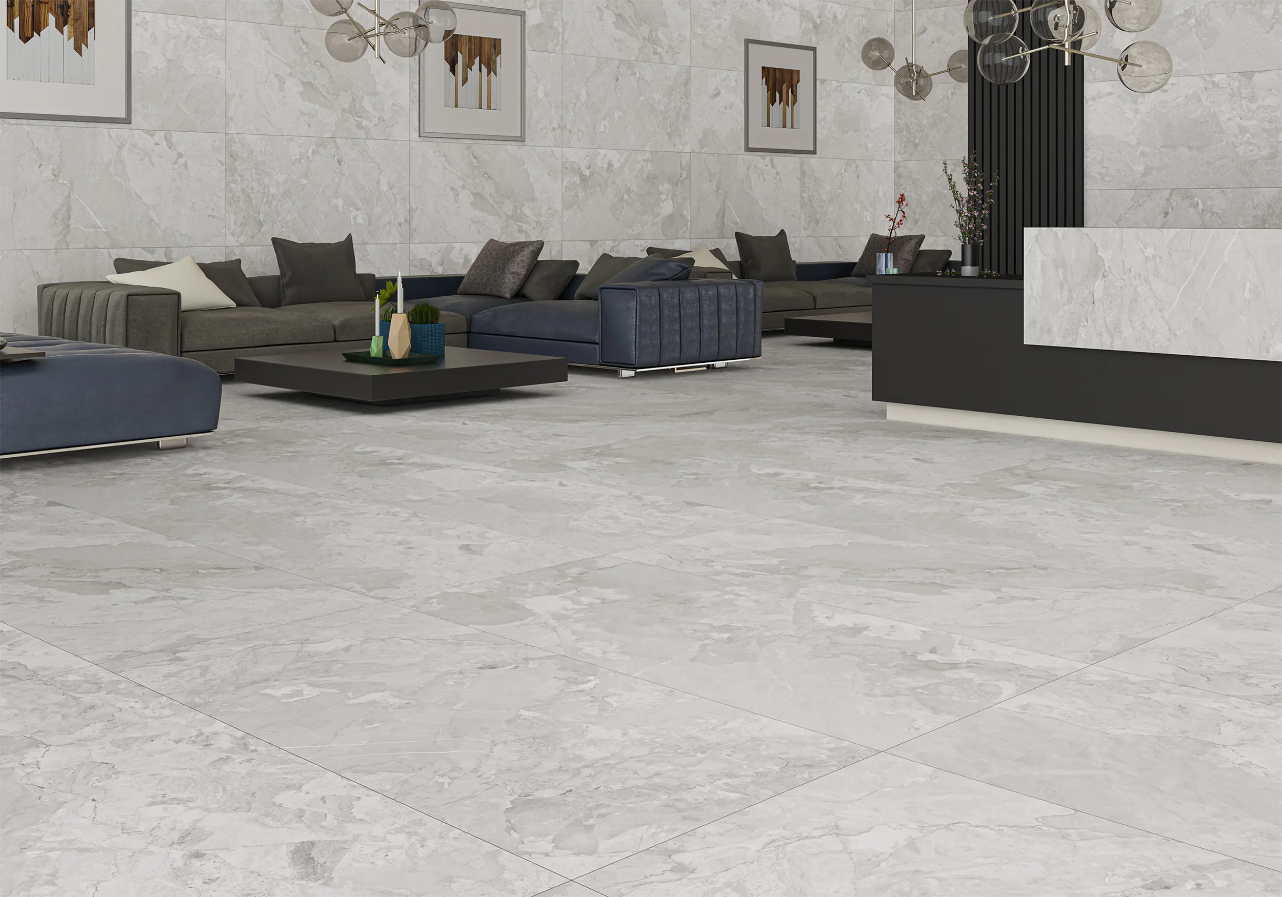 Bodenfliese Feinsteinzeug Mega 60 x 120 cm grau