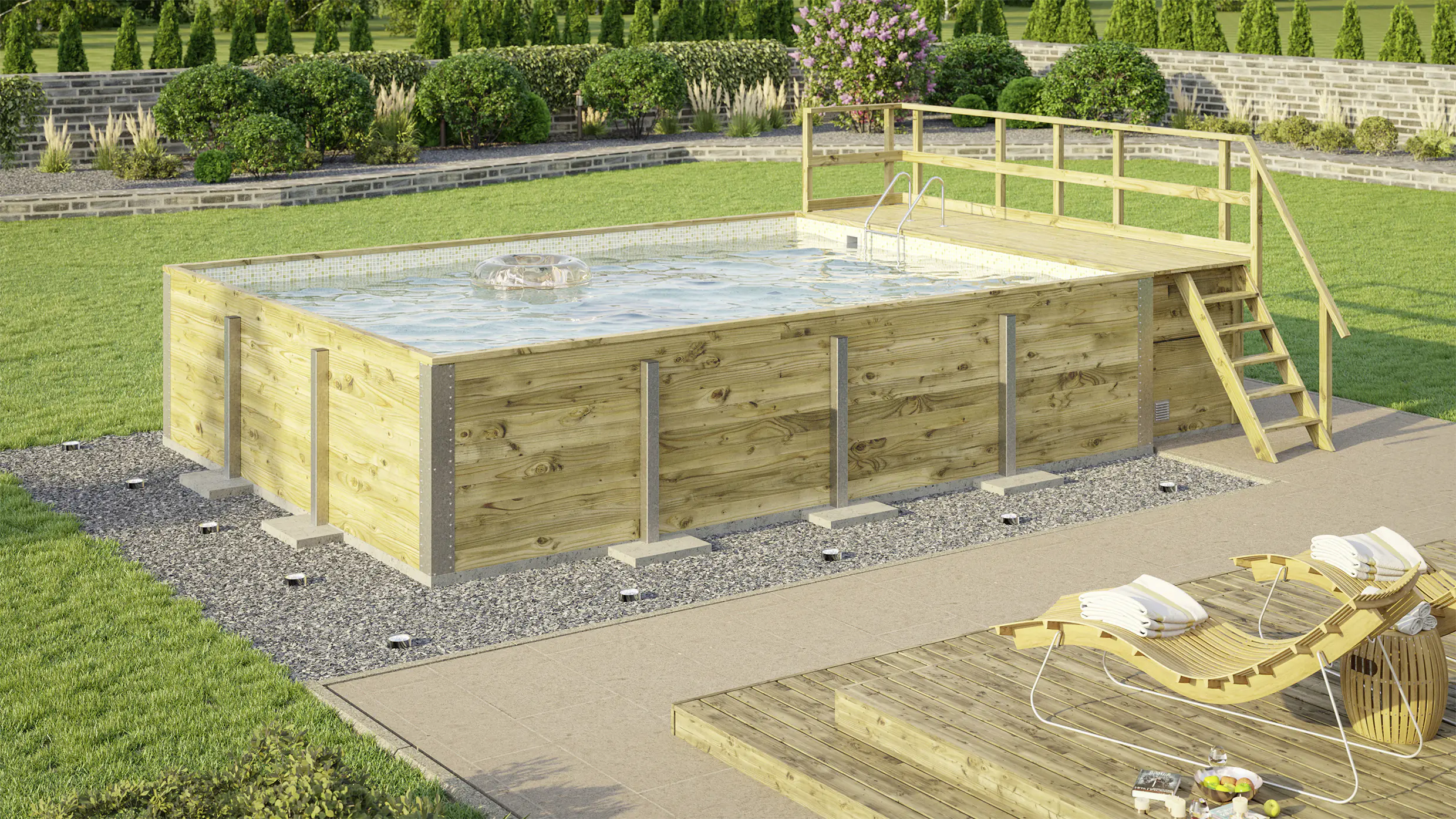 Weka Massivholzpool-Set Sand 595 Gr. 2 636 x 400 x 116 cm inkl. Sandfilteranlage