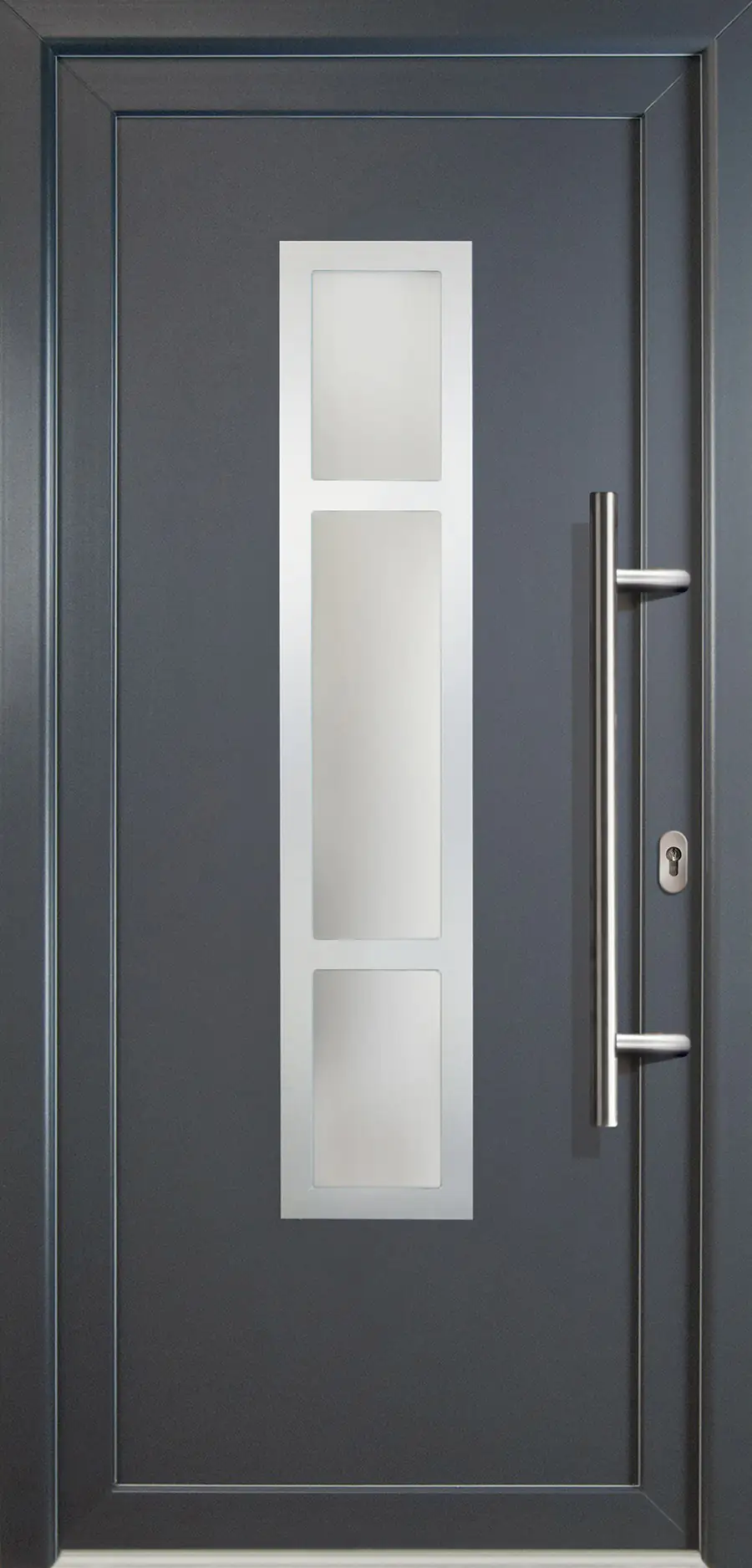 4060691162070 Meeth Haustür Signum PVC Exclusiv PVC Modell 87 88 x 200 cm, DIN rechts, weiß/titan