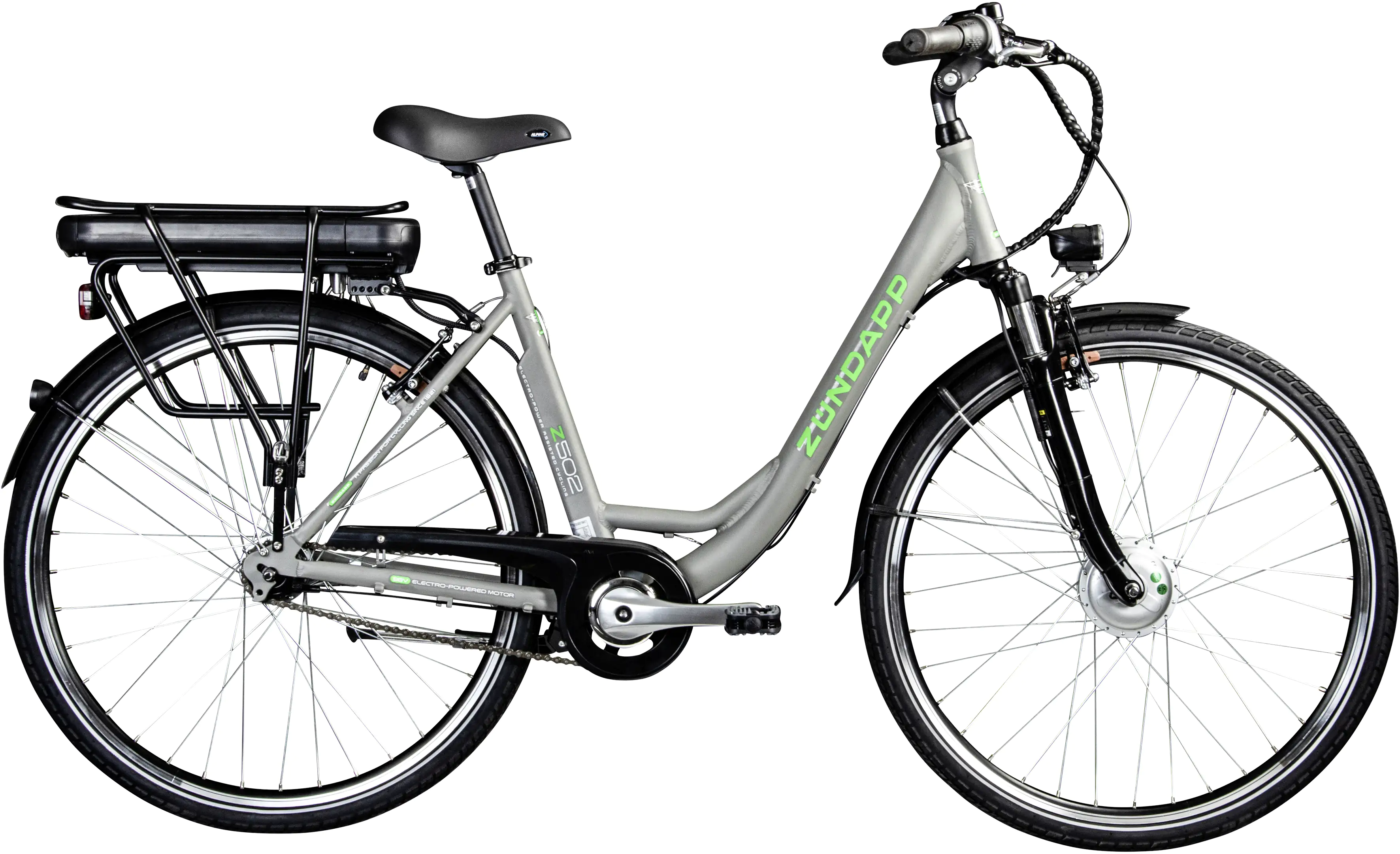Zündapp E-Bike City Z502 Retro 28 Zoll 7-Gang 468 Wh grau grün