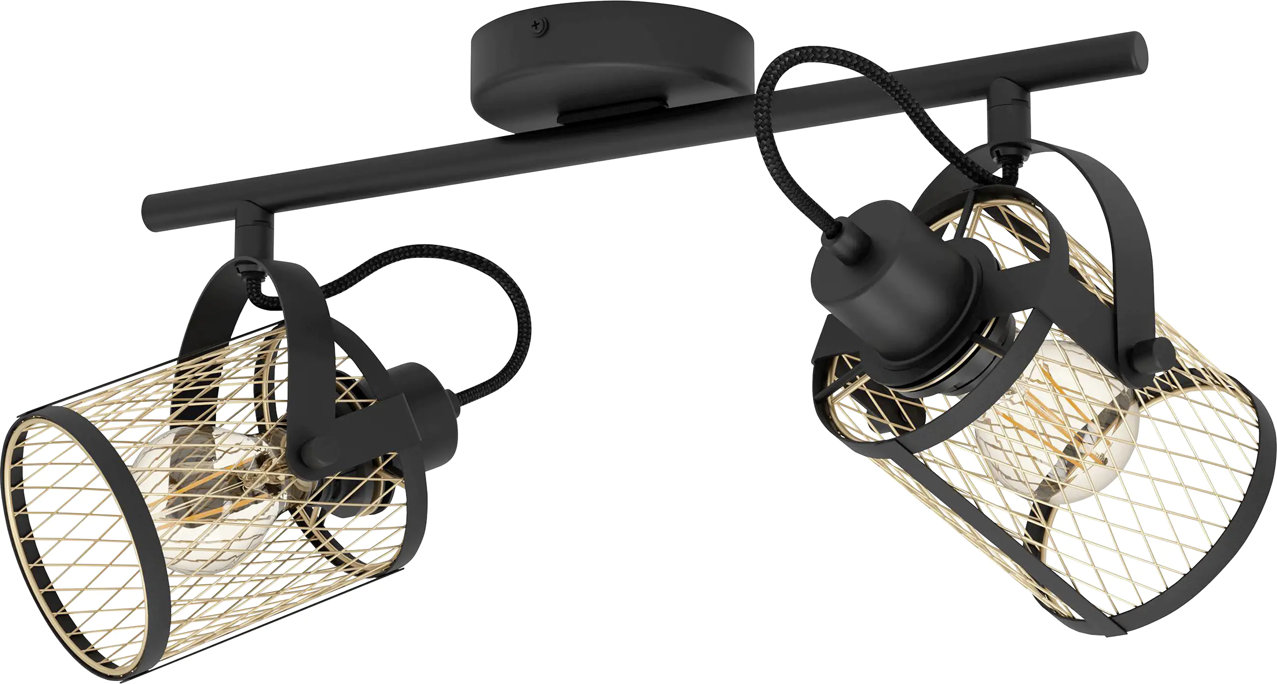 Eglo 2er Spot Dellow schwarz-messing 47,5 x 18 cm