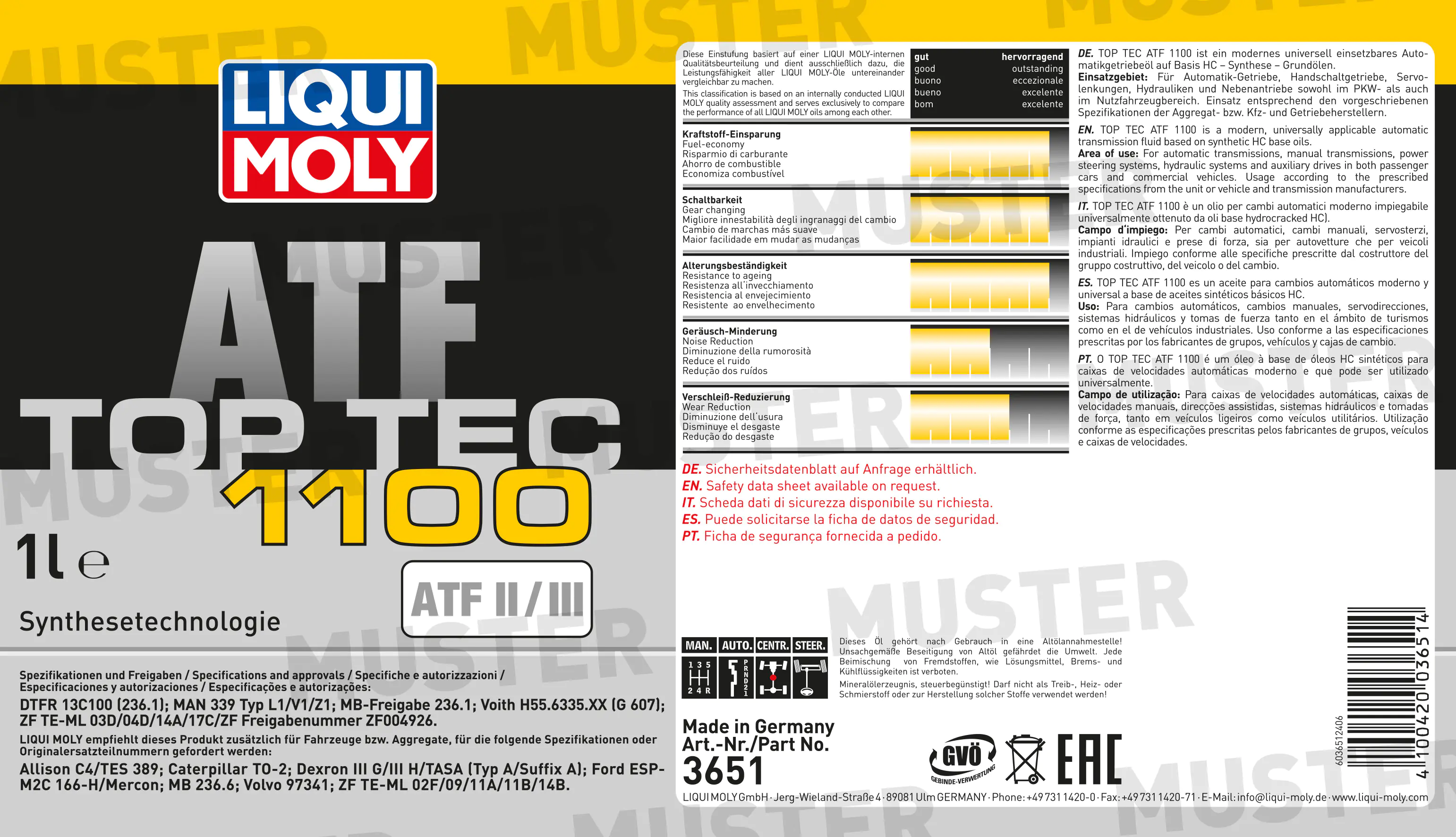 Liqui Moly Getriebeöl Top Tec ATF 1100 1 L Liqui Moly Getriebeöl Top Tec ATF 1100 1 L