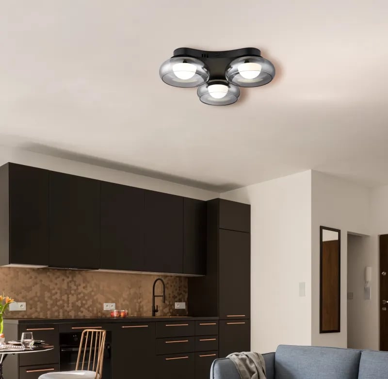 Globo Deckenleuchte Carlene 50 x 10 cm Ø x H schwarz matt