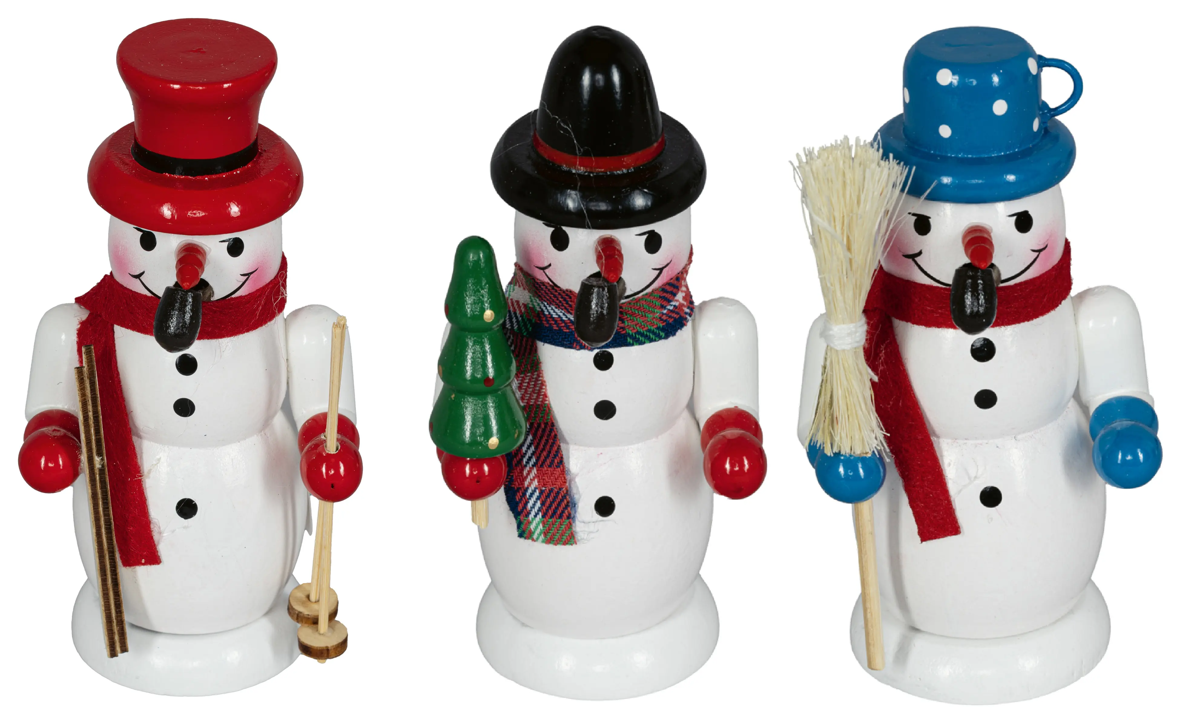 HGD Räucherfigur Schneemann Holz 10 x 5 cm 3-fach sortiert