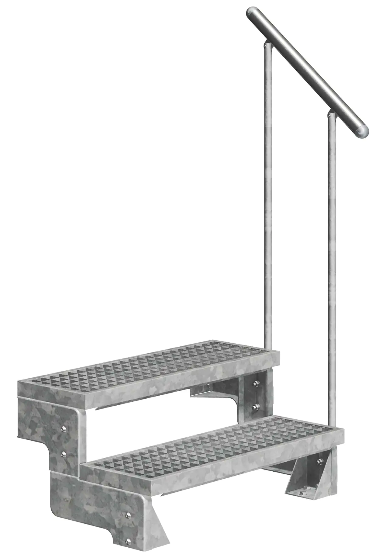 Dolle Außentreppe Gardentop mit Geländer verzinkt Breite 80 cm Gitterrost