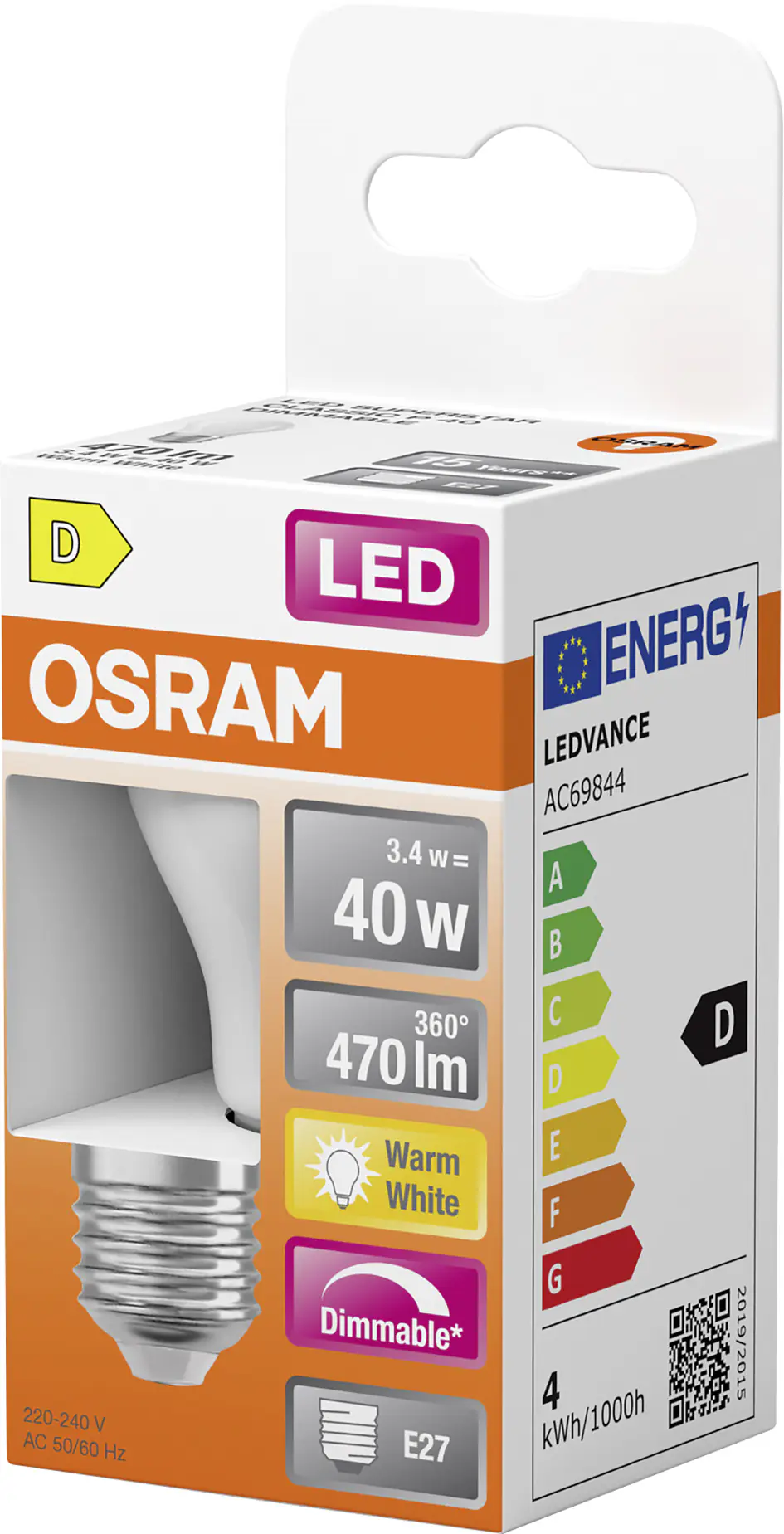 Osram LED Leuchtmittel E27 Superstar Classic 3,4W matt dimmbar warmweiß