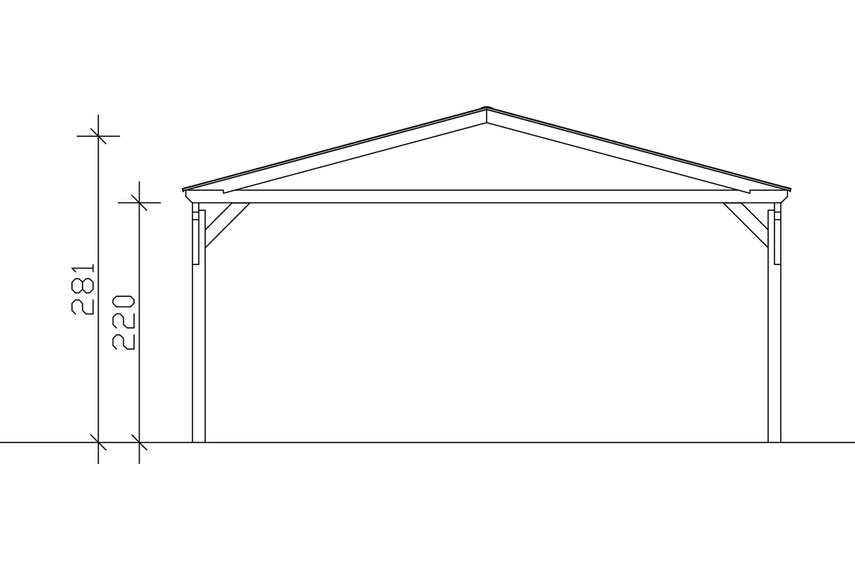 SKAN HOLZ Carport Westerwald 570 x 648 cm, lasiert in Eiche hell