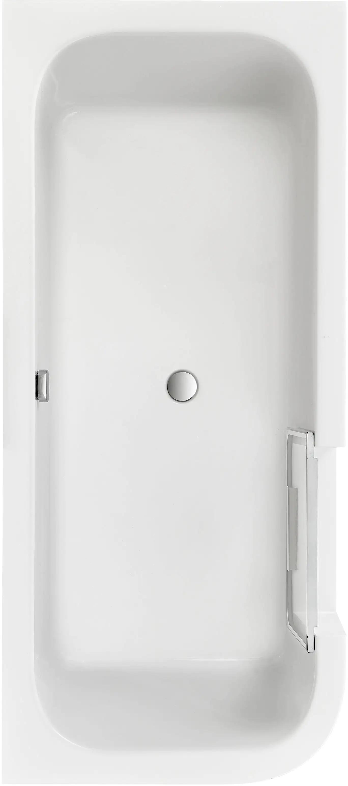 Ottofond Badewanne barrierefrei 180 x 80 cm mit Wassereinlauf links weiß
