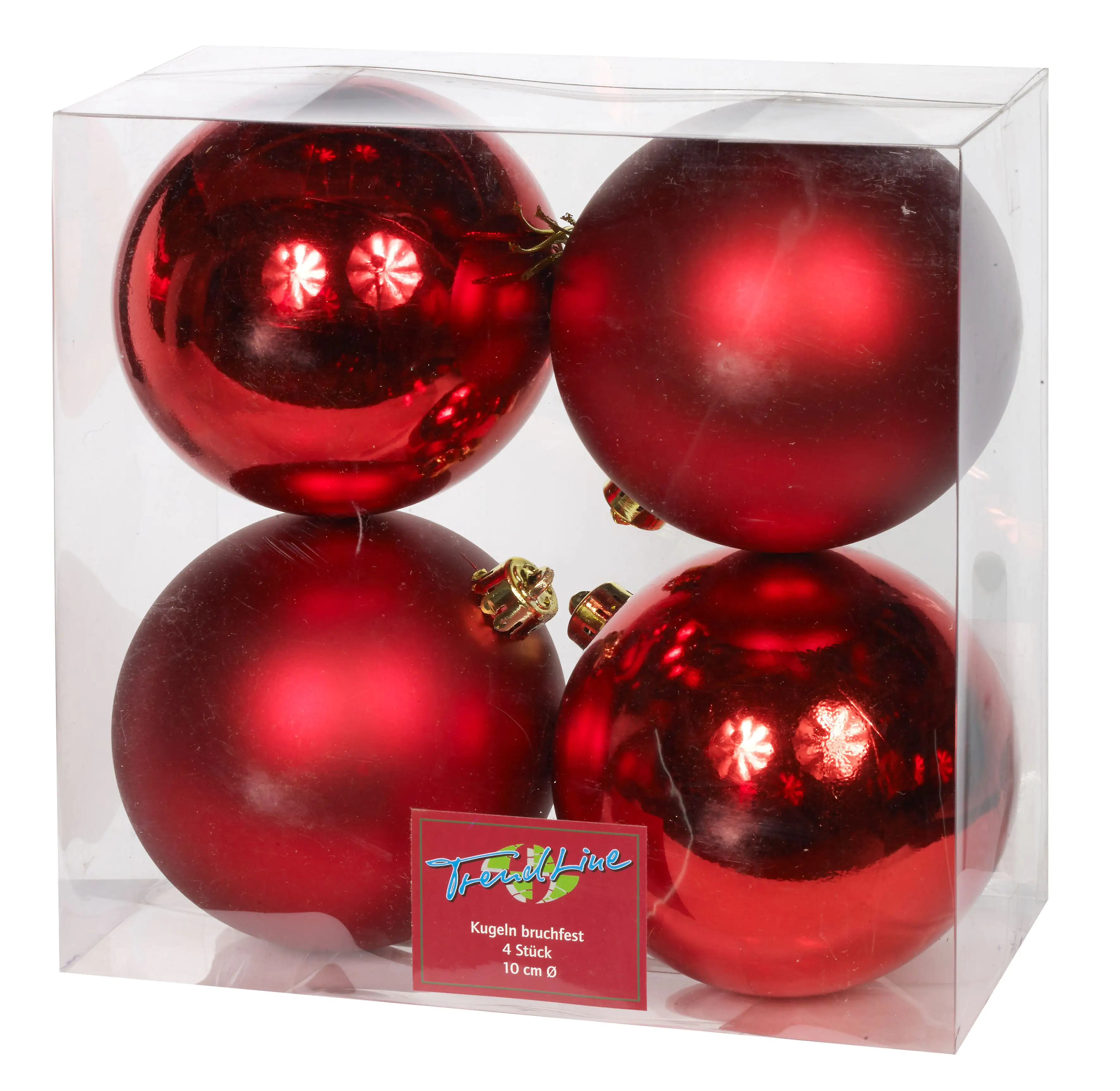 2076601528012 TrendLine Christbaumkugeln bruchfest, langlebig, Ø 10 cm, 4 Stück