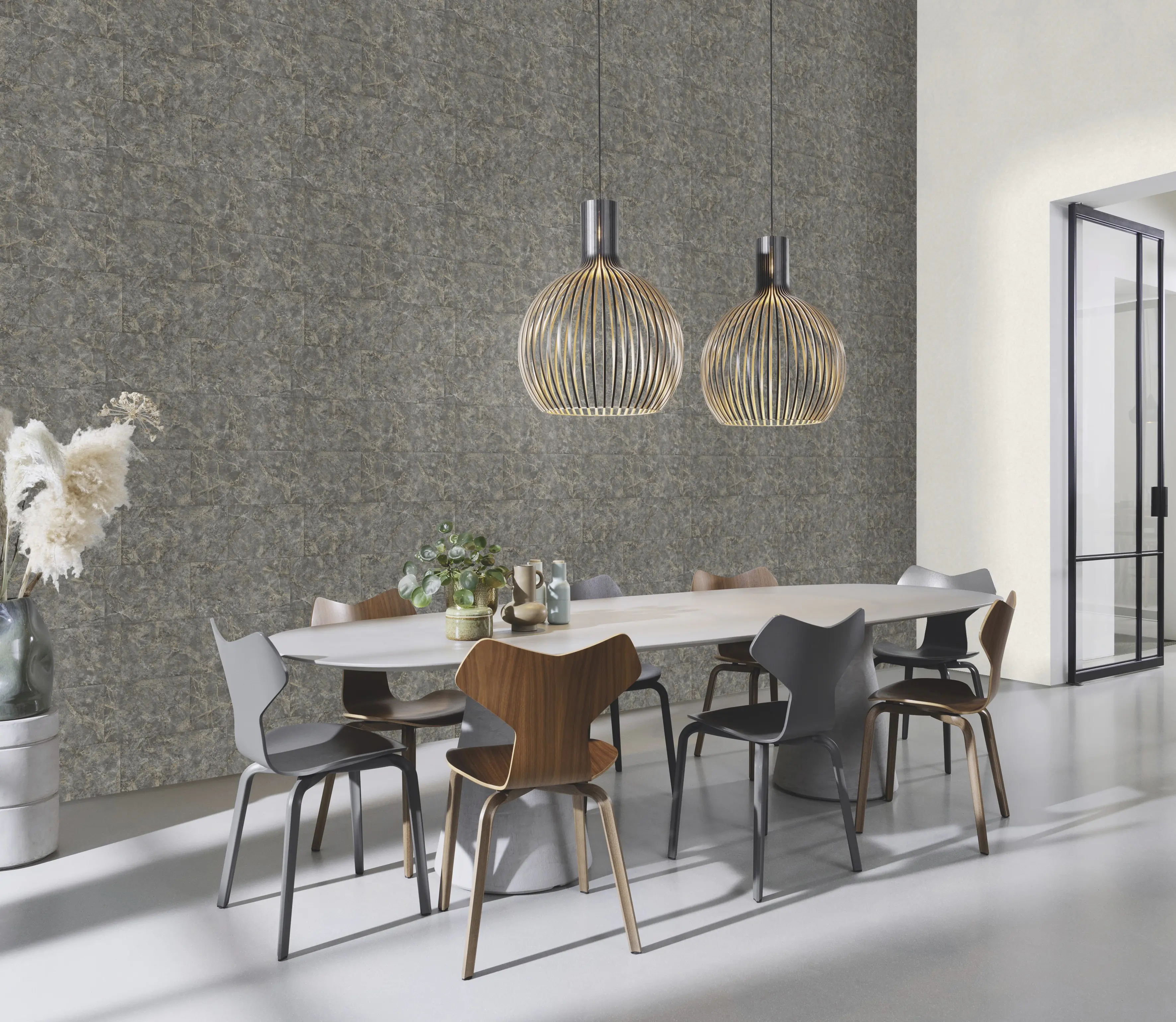 Tesa x Rasch selbstklebende Tapete Luxora Marmor Beton dunkelgrau gold 6 x 0,53 m