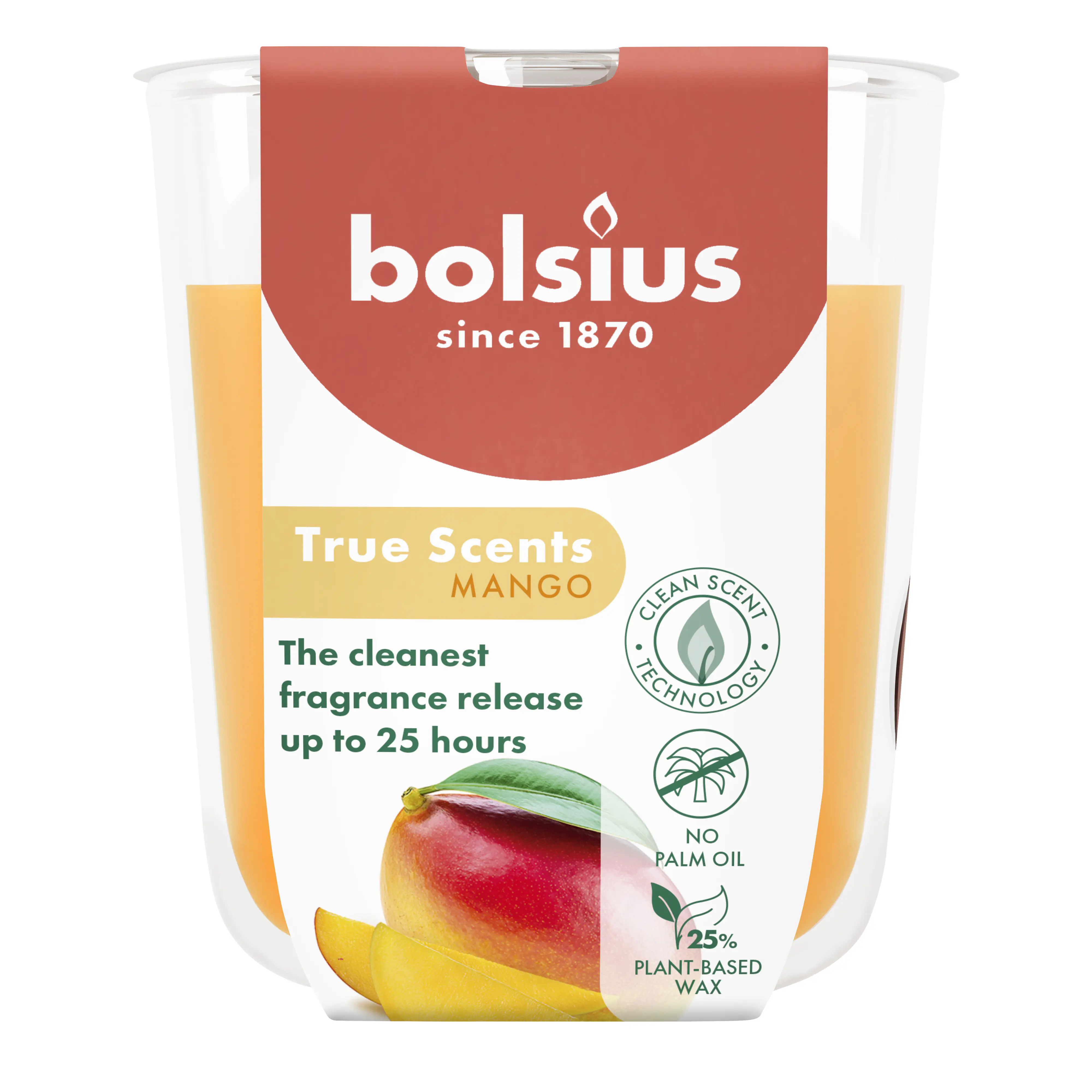 Bolsius Duftkerze True Scents Mango 8 cm im Glas