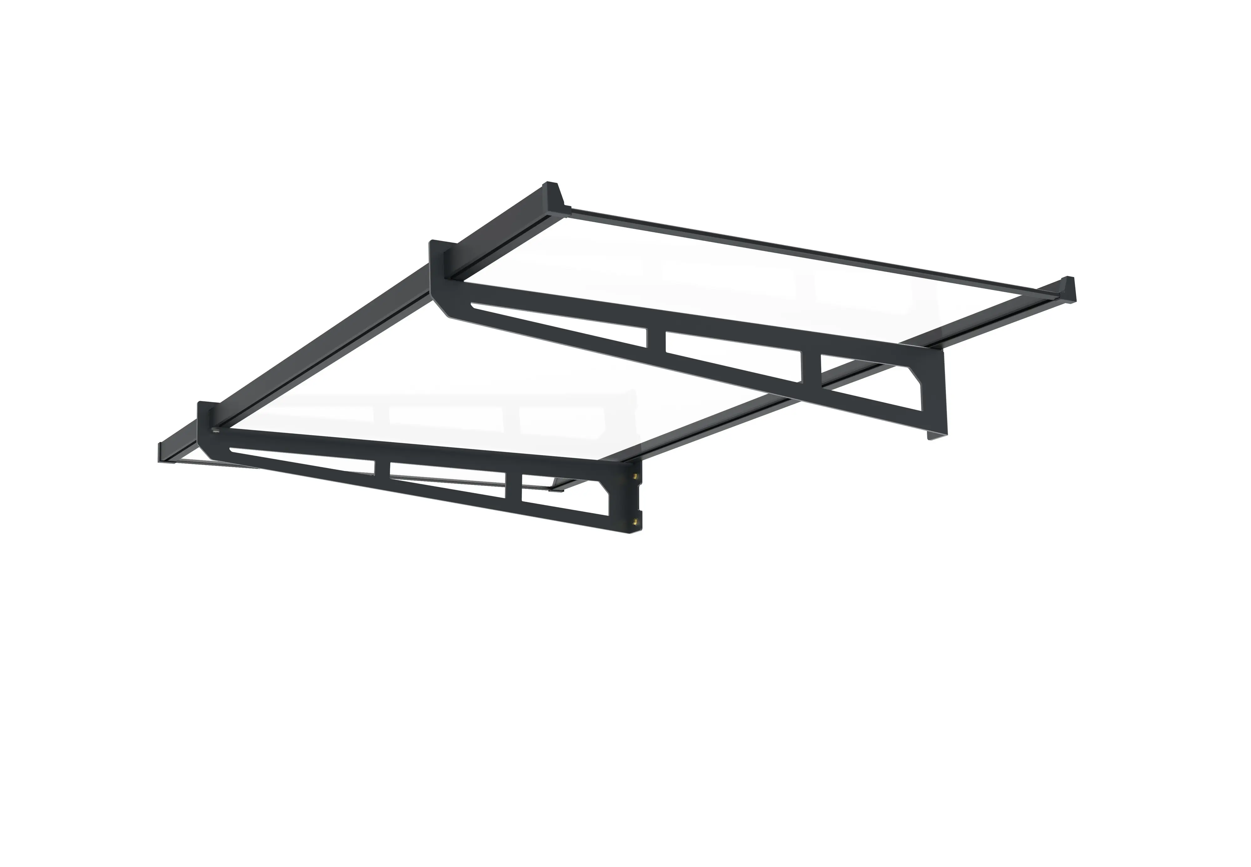 Primaster Vordach Paris 140 x 90 cm anthrazitgrau mit Polycarbonat-Abdeckung 
