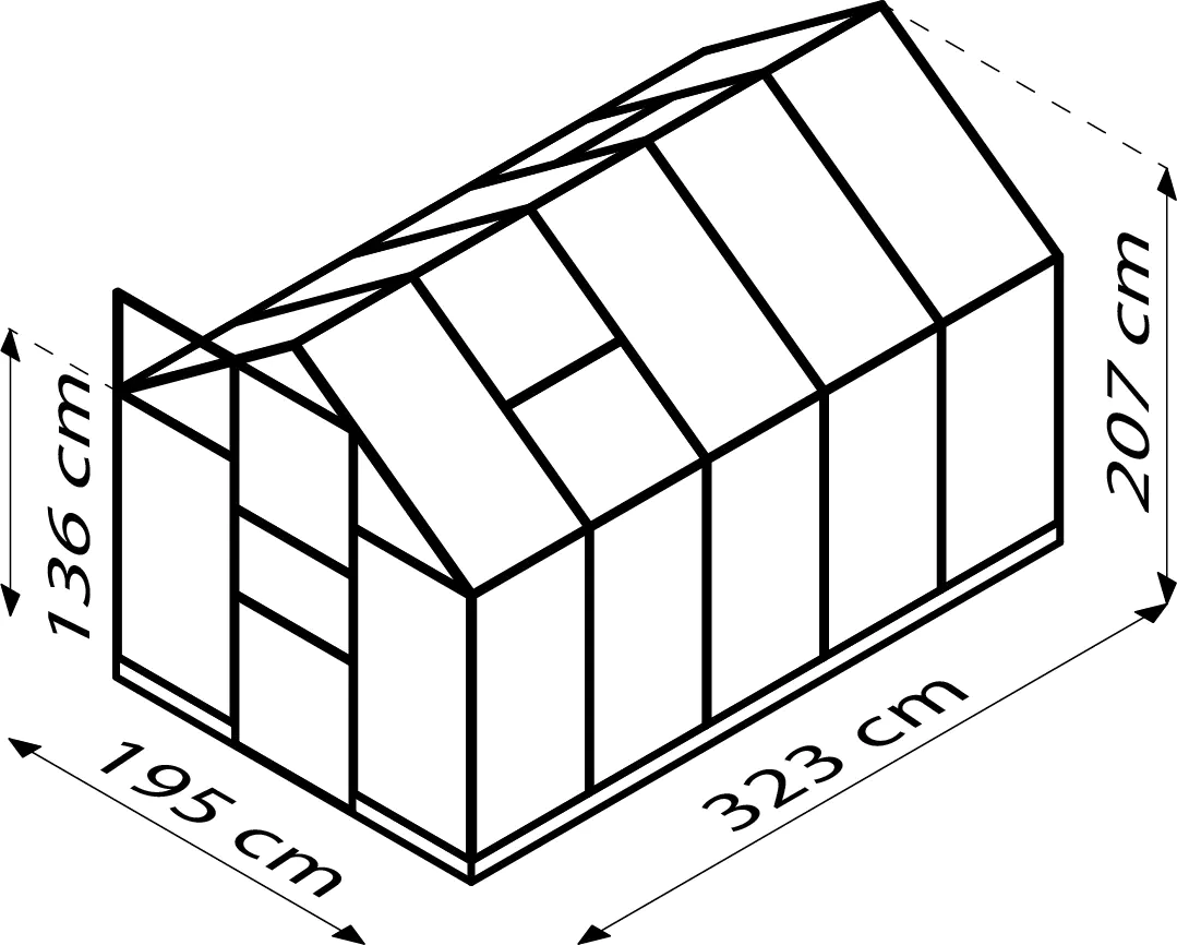 Vitavia Gewächshaus-Set Eris 6200 194 x 325 cm 3 mm Sicherheitsglas