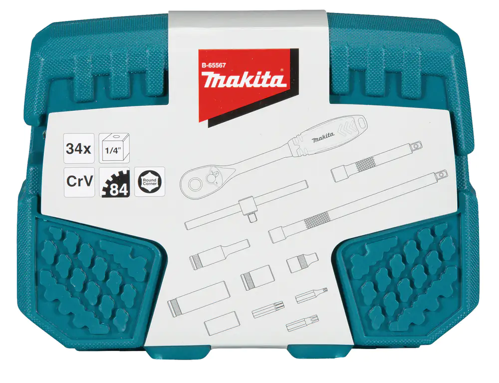 0088381537506_3 Makita Steckschlüssel Sortiment B-65567 34-teiliges Set