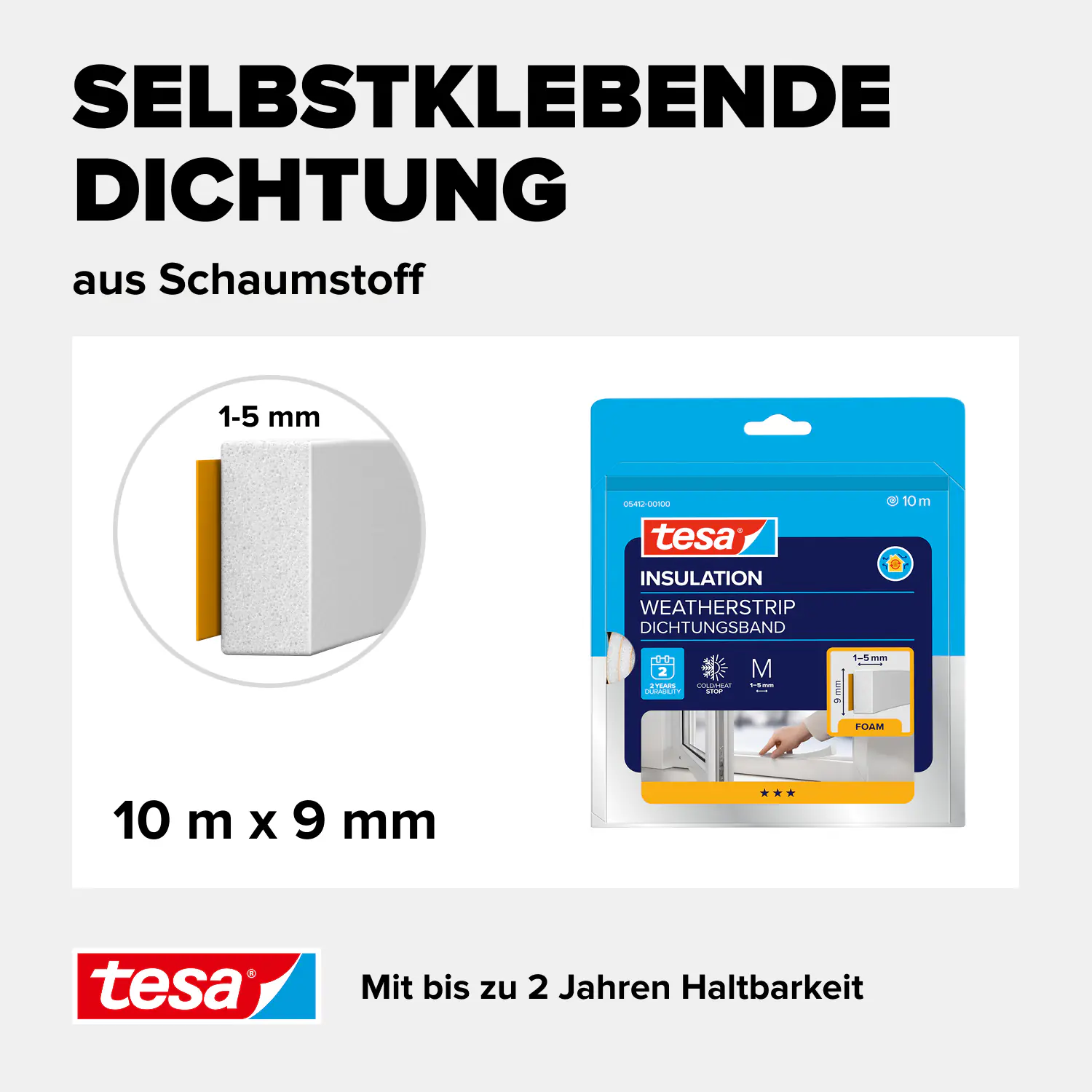 tesa Insulation Schaumstoff-Dichtung Universal 10 m, weiß