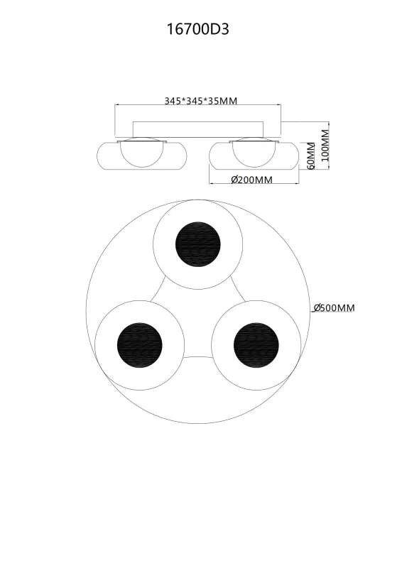 Globo Deckenleuchte Carlene 50 x 10 cm Ø x H schwarz matt