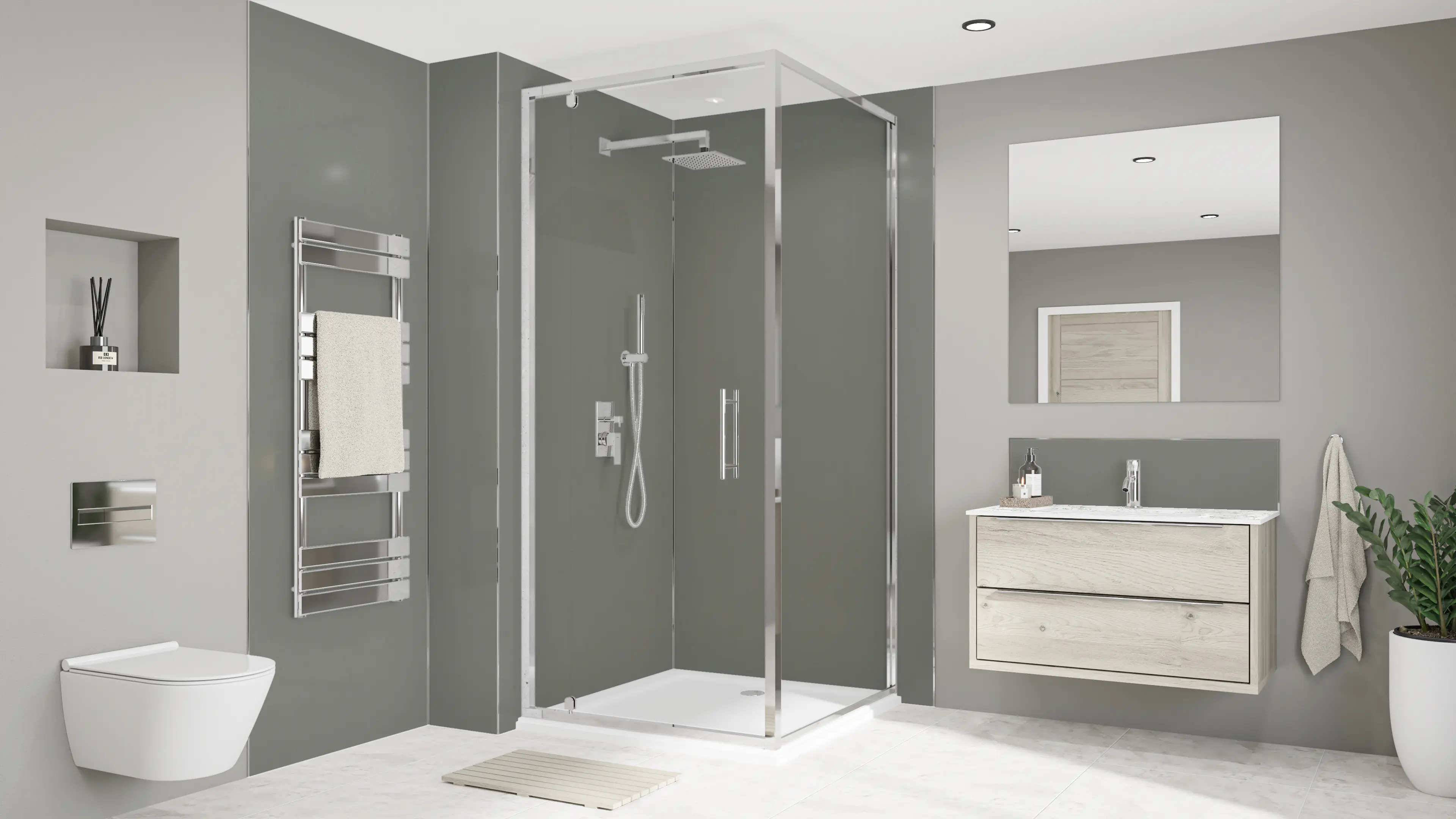 Wetwall Alloy Duschrückwand Seafoam Green/Battleship Grey 120 x 244 cm