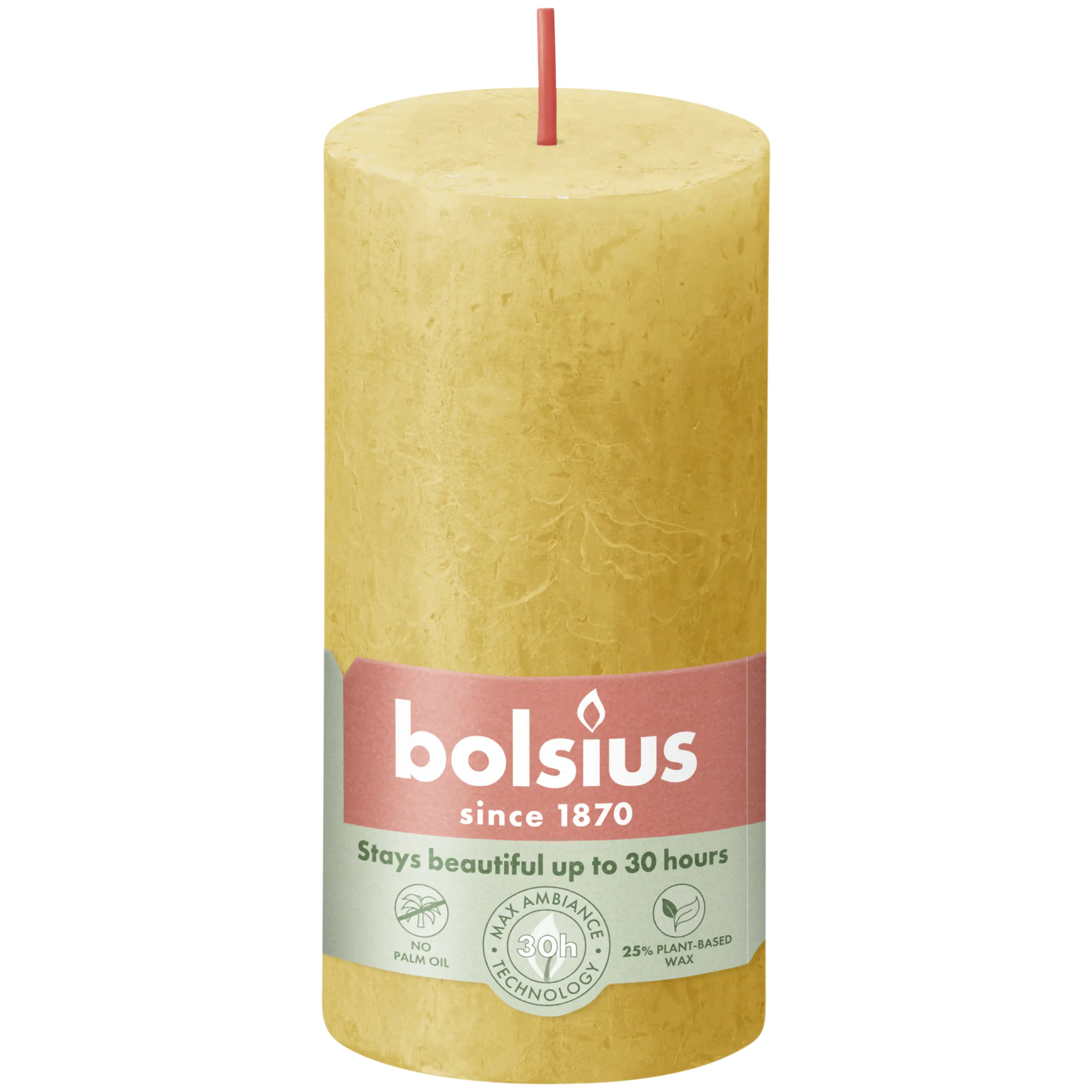 Bolsius Rustik Stumpenkerze honigwabengelb, Höhe: 10 cm, Ø 5 cm