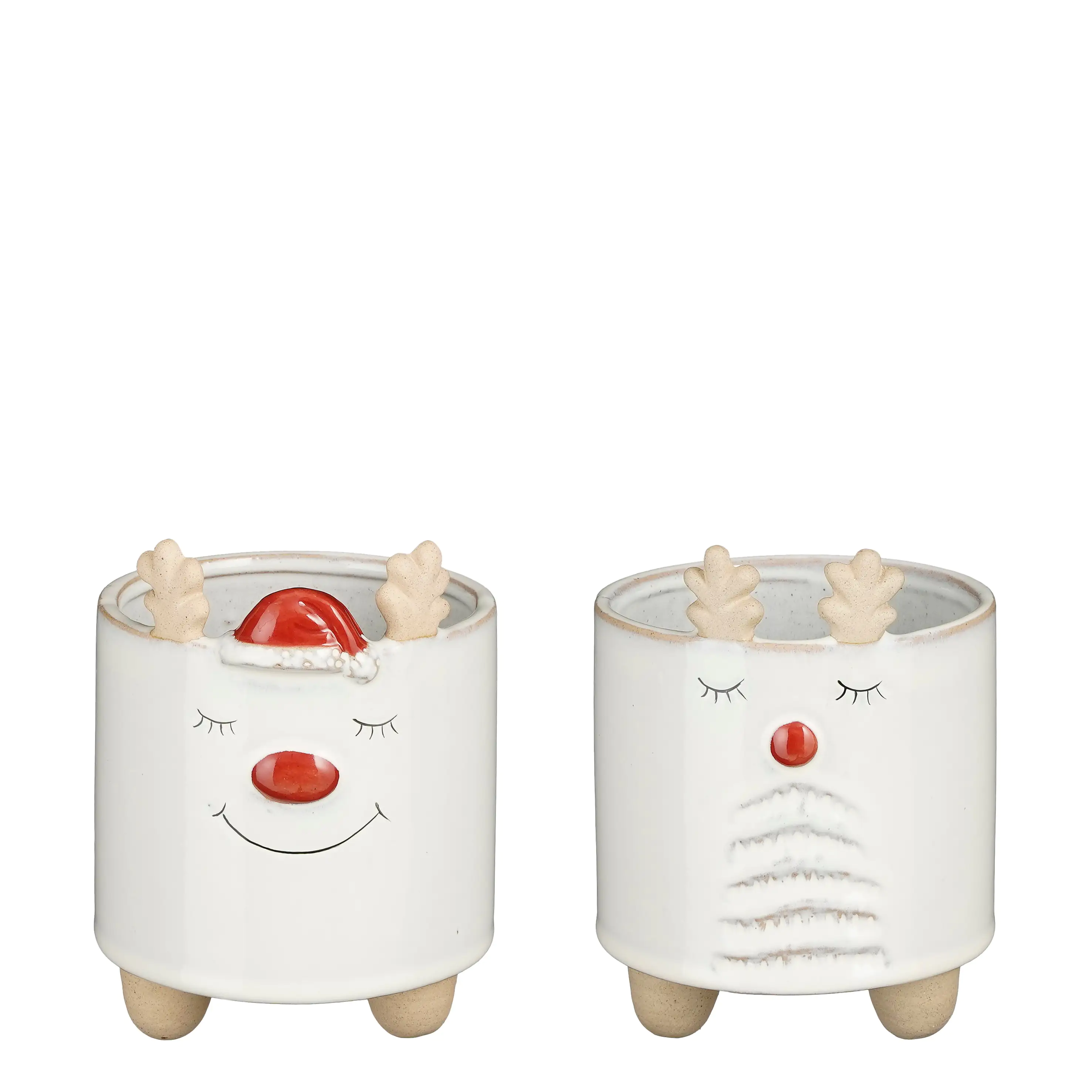 Topf Rentier weiss Ø 13 x 16 cm 