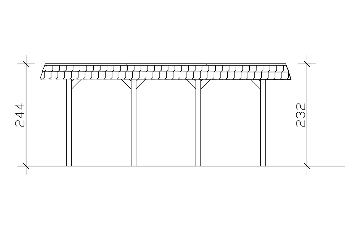 SKAN HOLZ Carport Spreewald 396 x 589 cm mit EPDM-Dach, rote Blende