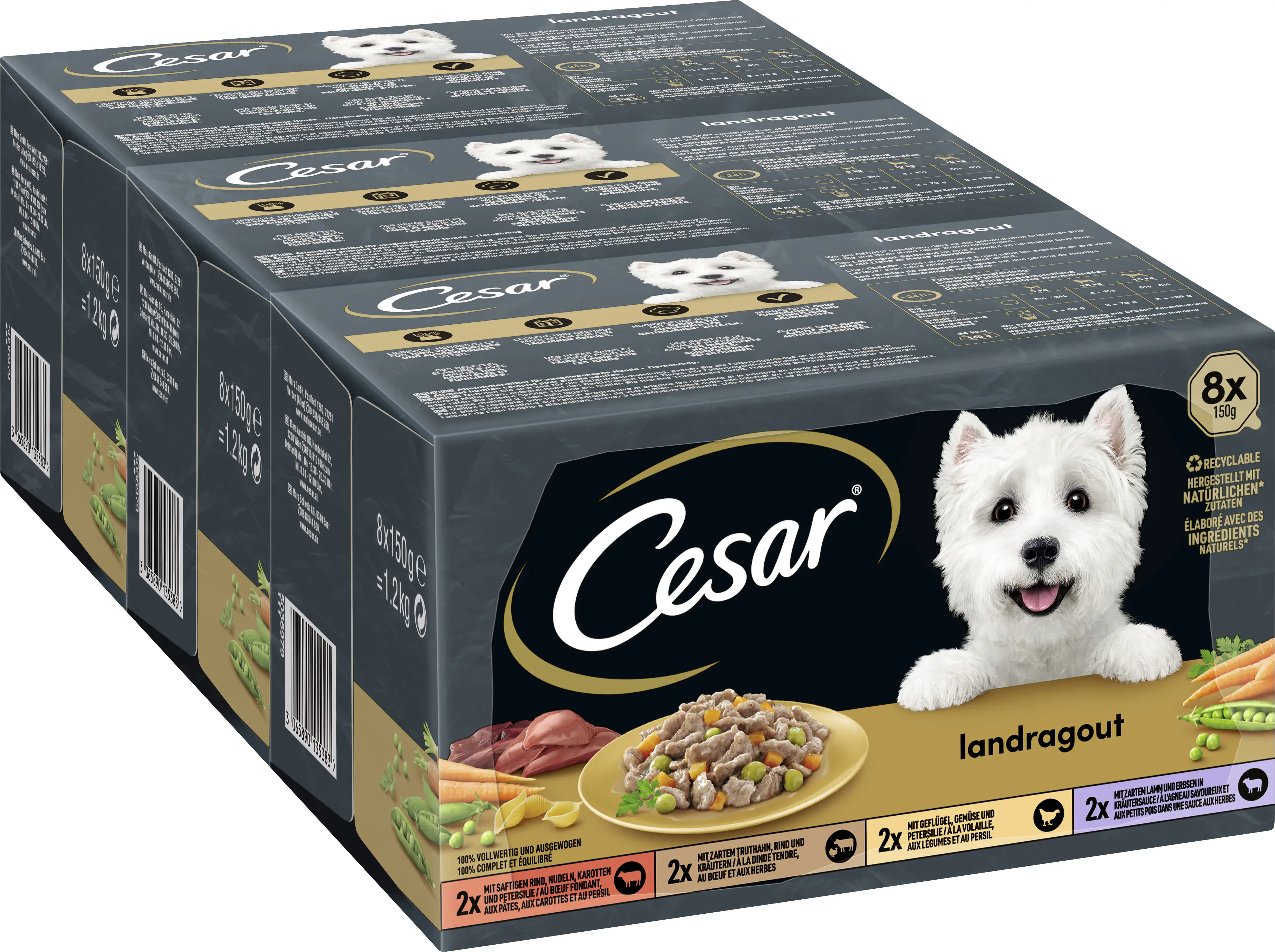 Cesar Hundenassfutter Adult 8 x 150 g Landküche Selektion 