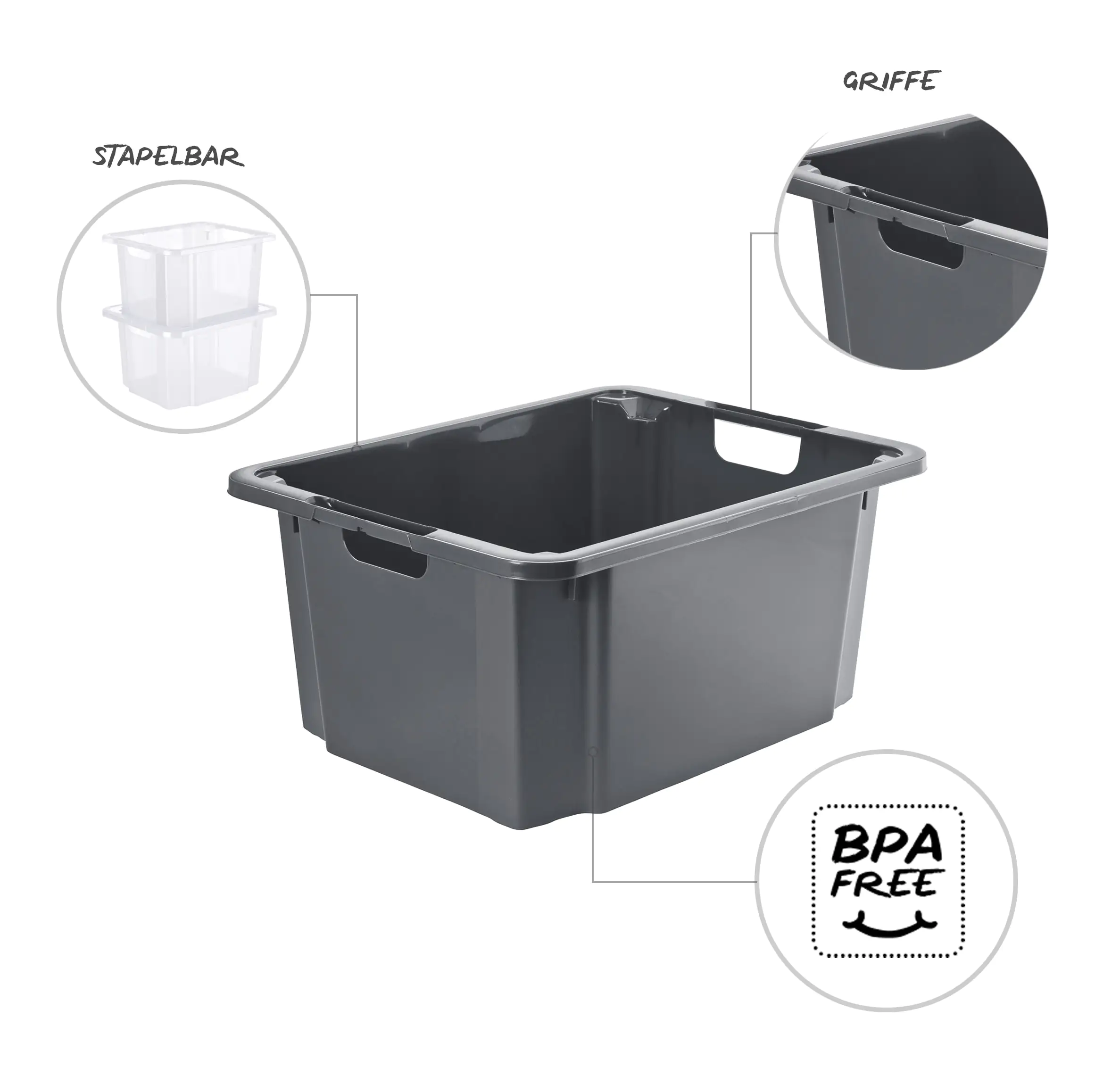 Rotho Drehstapelbox Reverso 46 L anthrazit