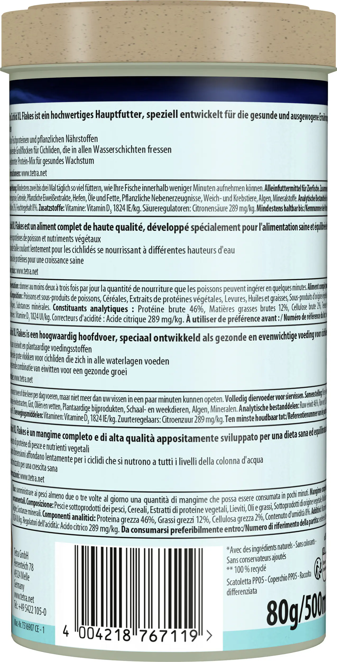 Tetra Cichlid XL-Flakes 500 ml Tetra Cichlid XL-Flakes 500 ml