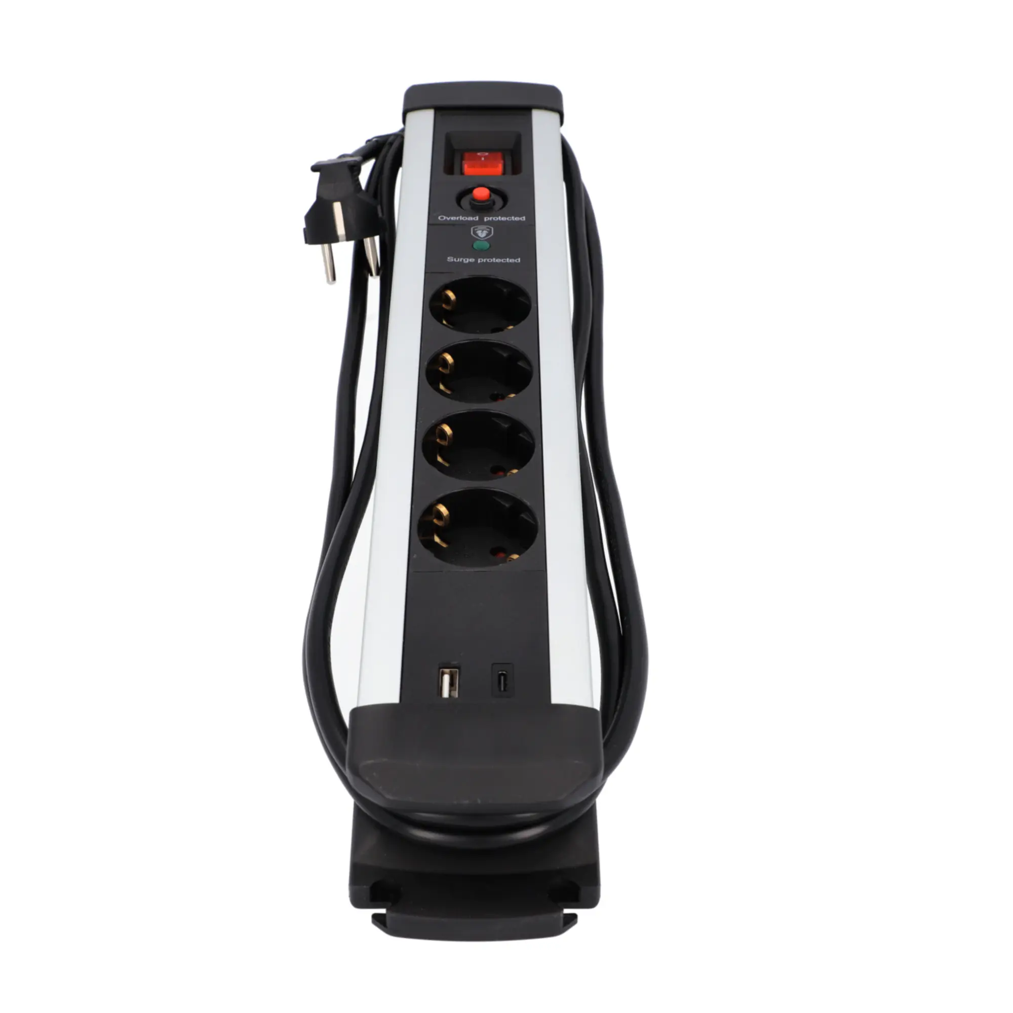 Unitec Tischsteckdose 4-fach mit Schalter & Überspannungsschutz 2 m
