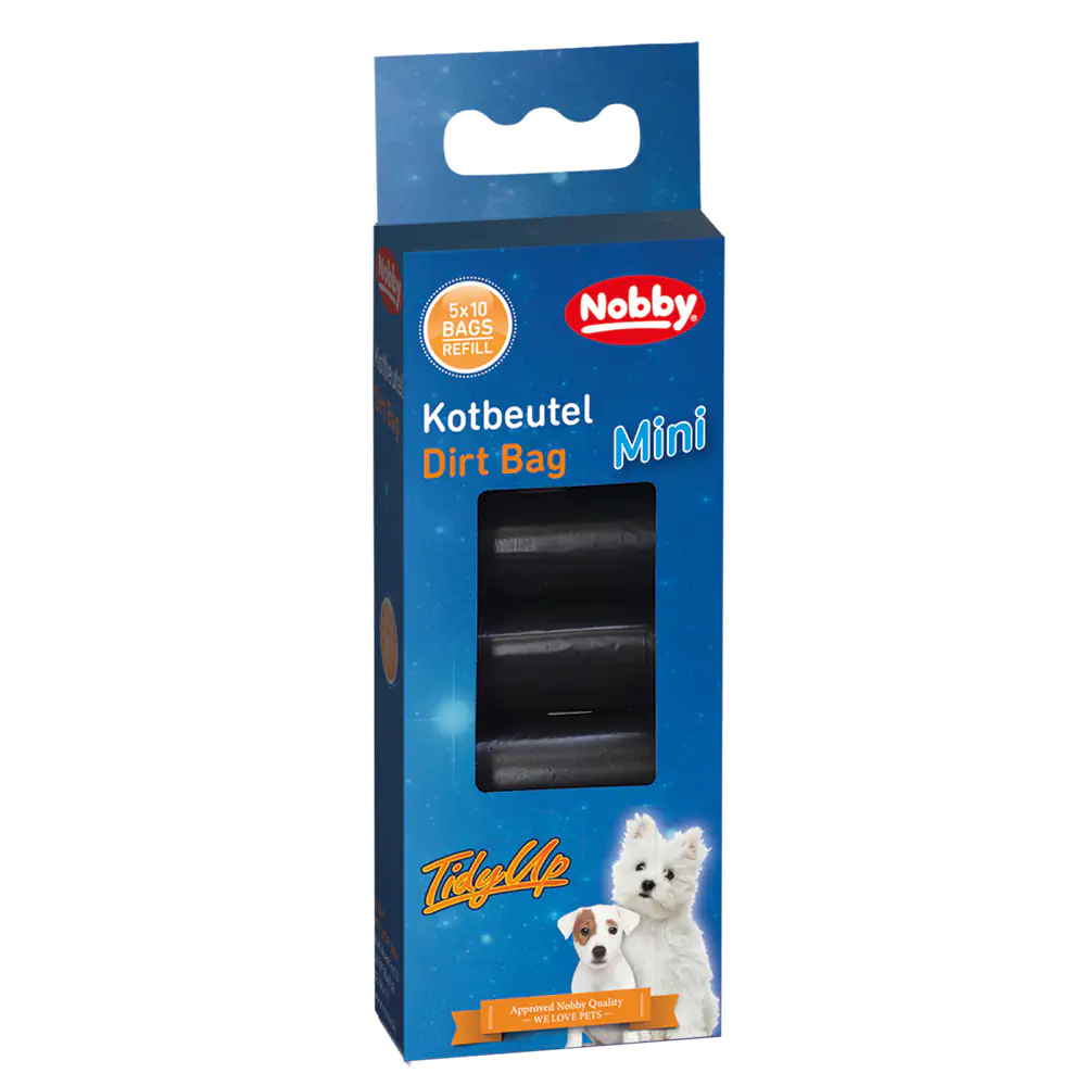 Nobby TidyUp Kotbeutel Mini schwarz 5 Rollen á 10 Beutel