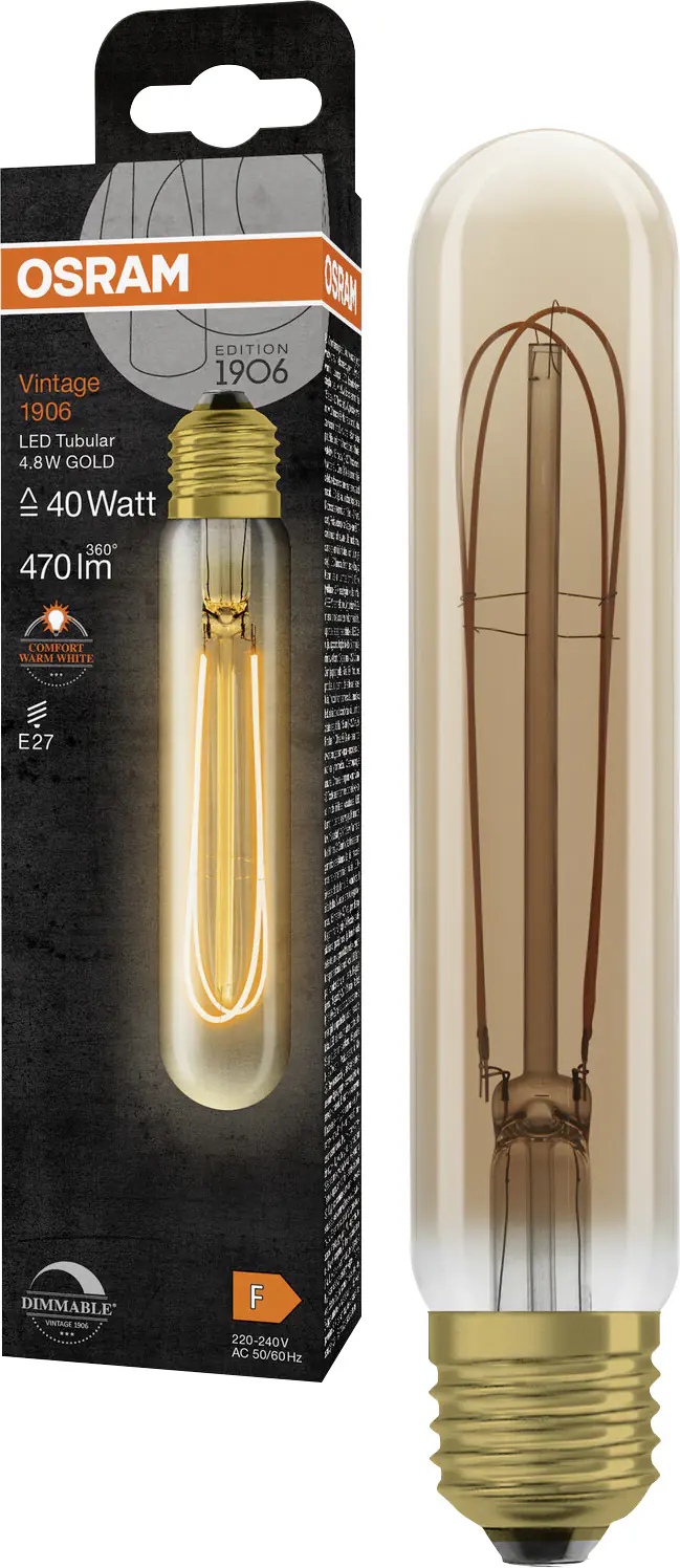 Osram LED Leuchtmittel Kolben E27 4,8 W warmweiß braun