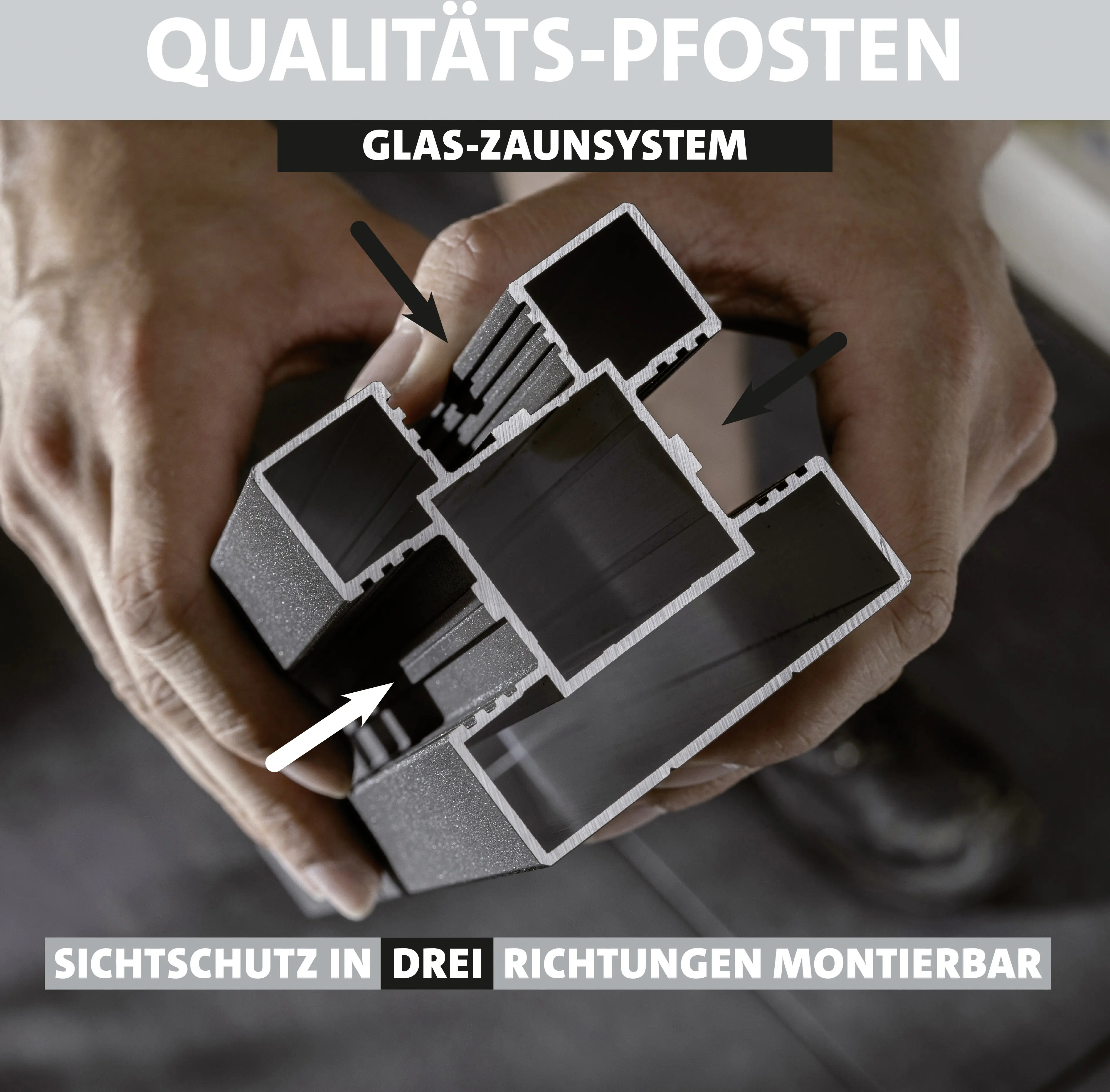 Ambiente Glaszaun Erweiterungsset Klarglas 187 x 124,2 cm mit Motivdruck anthrazit