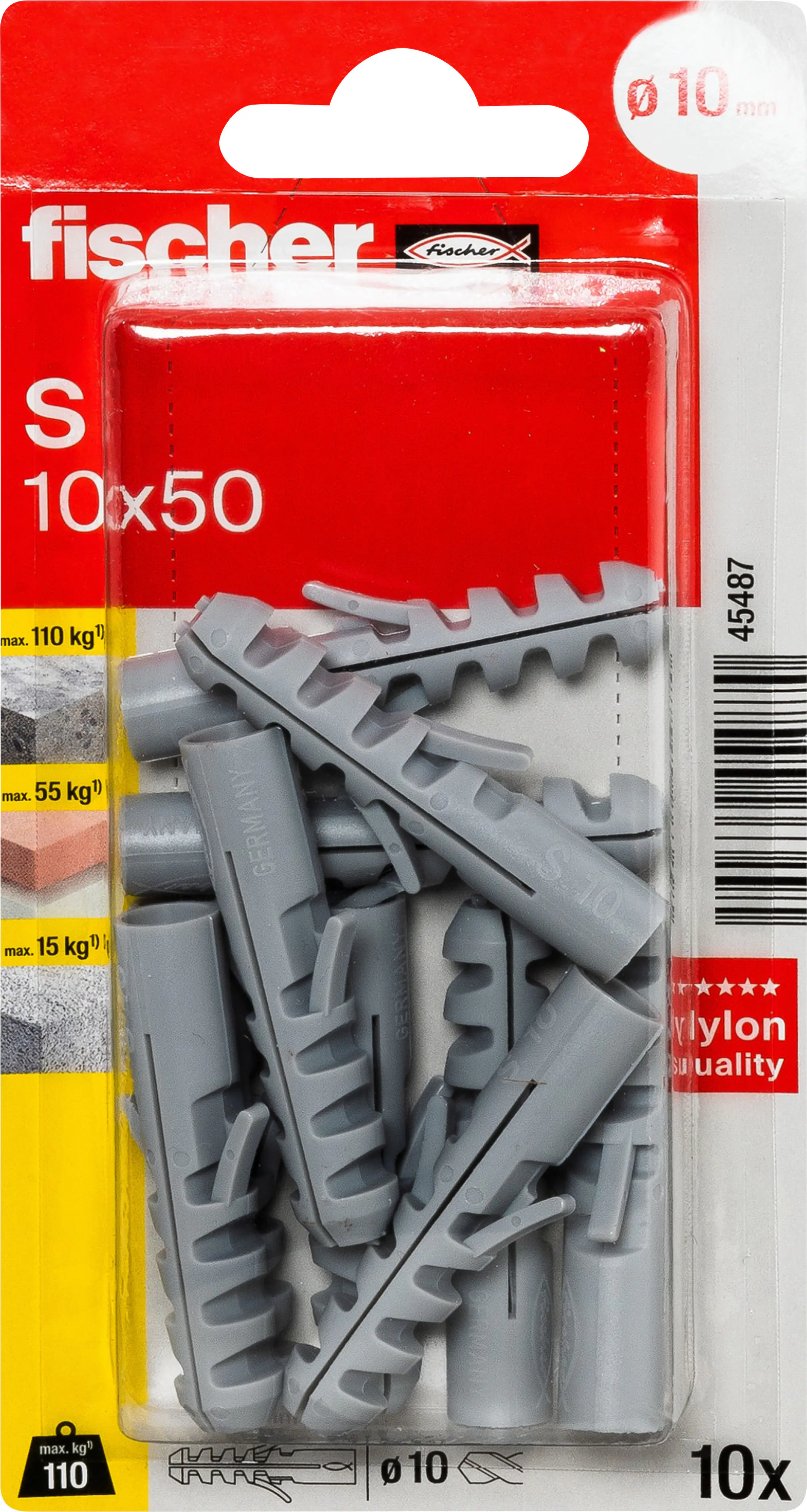 Fischer Dübel S 10 10 x 50 mm - 10 Stück