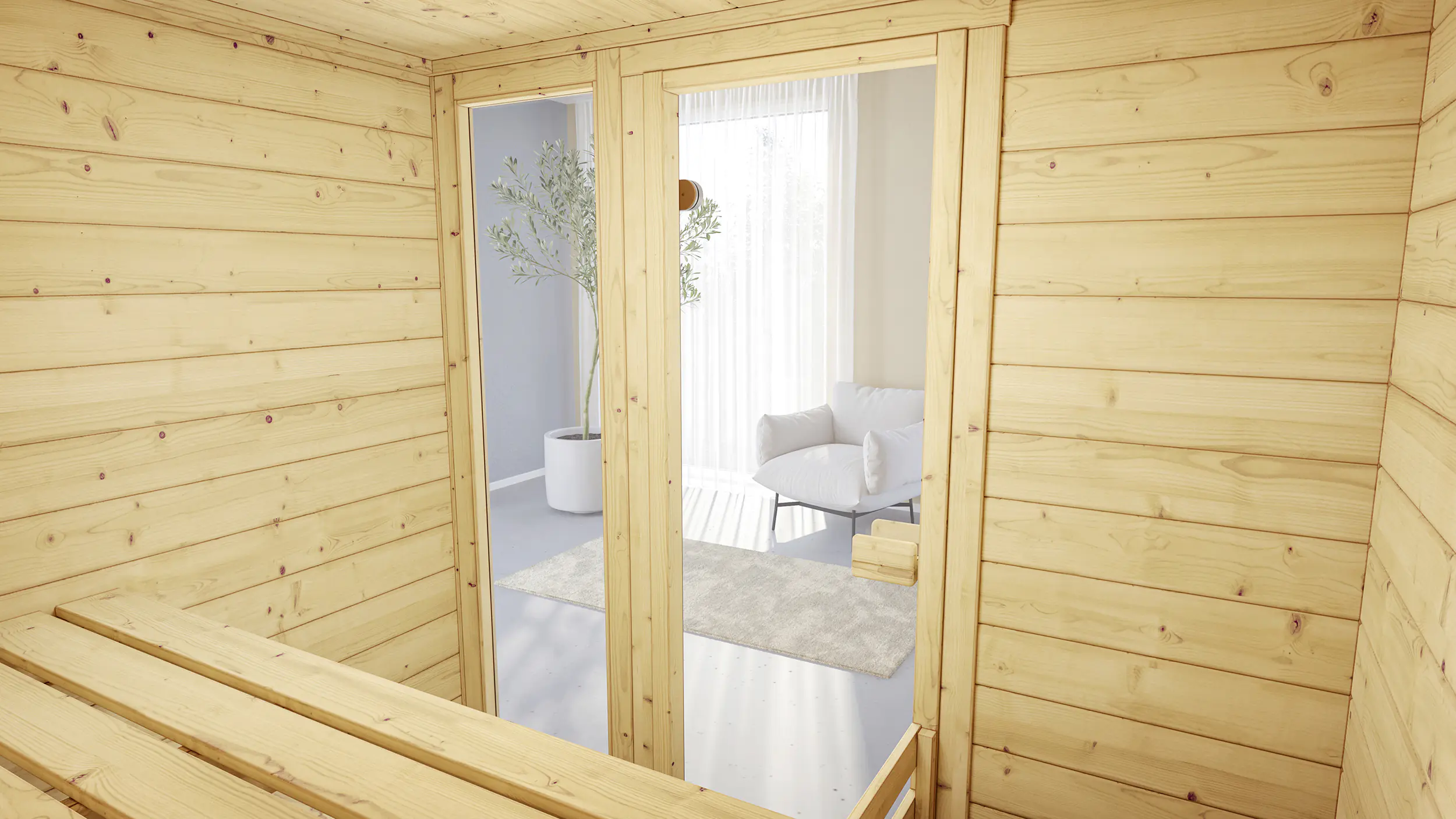 Weka Massivholzsauna Valida 2 mit Sicherheitsglastür und Fenster