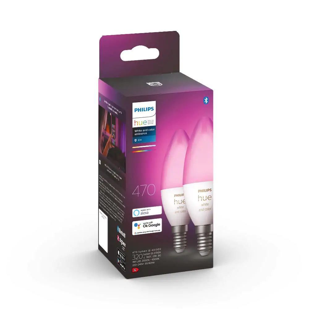 Philips Hue 2er-Set LED Leuchtmittel White & Color Ambiance E14 RGBW 5,3 W