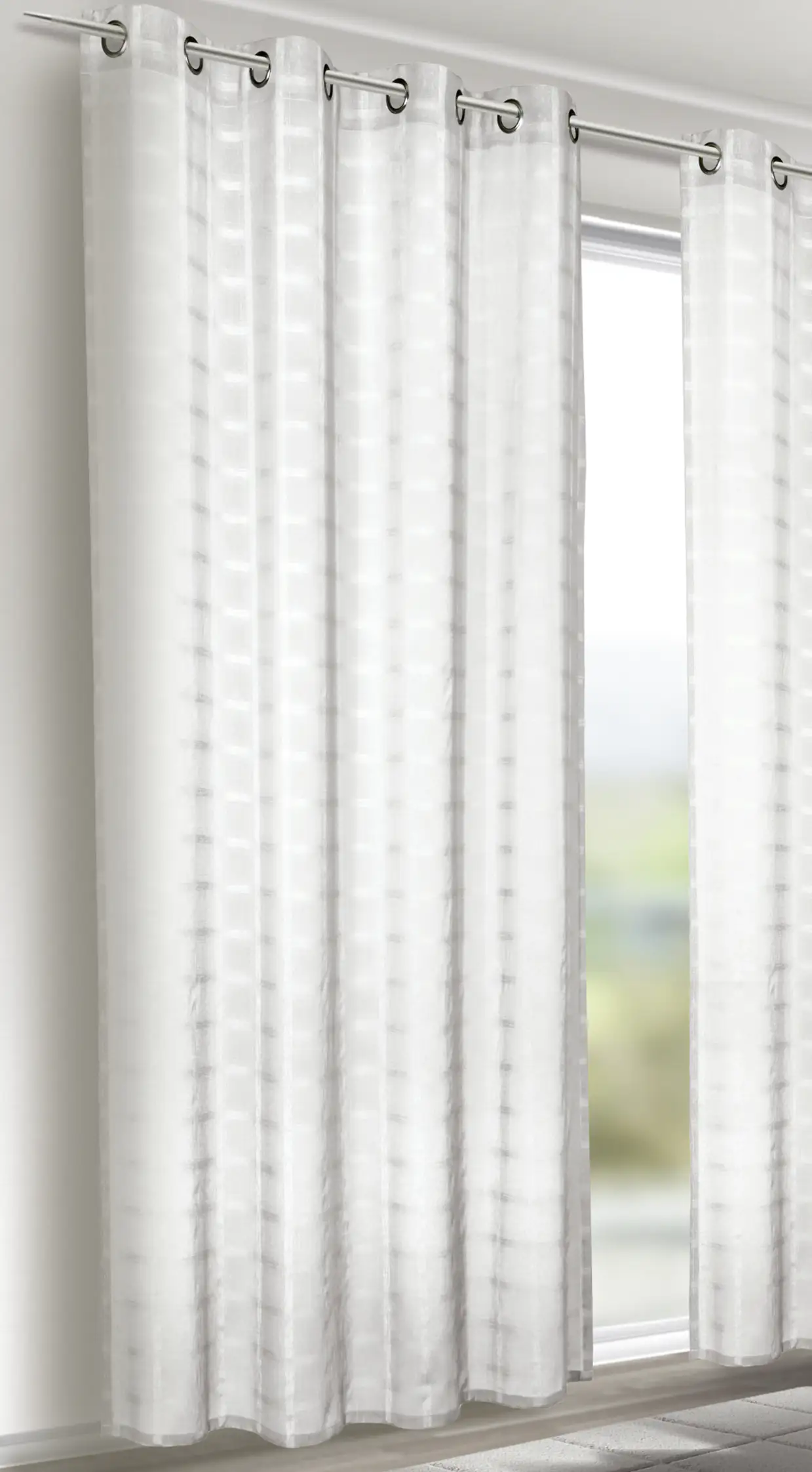 Neusser Collection Ösenschal Karo weiß, 140 x 245 cm