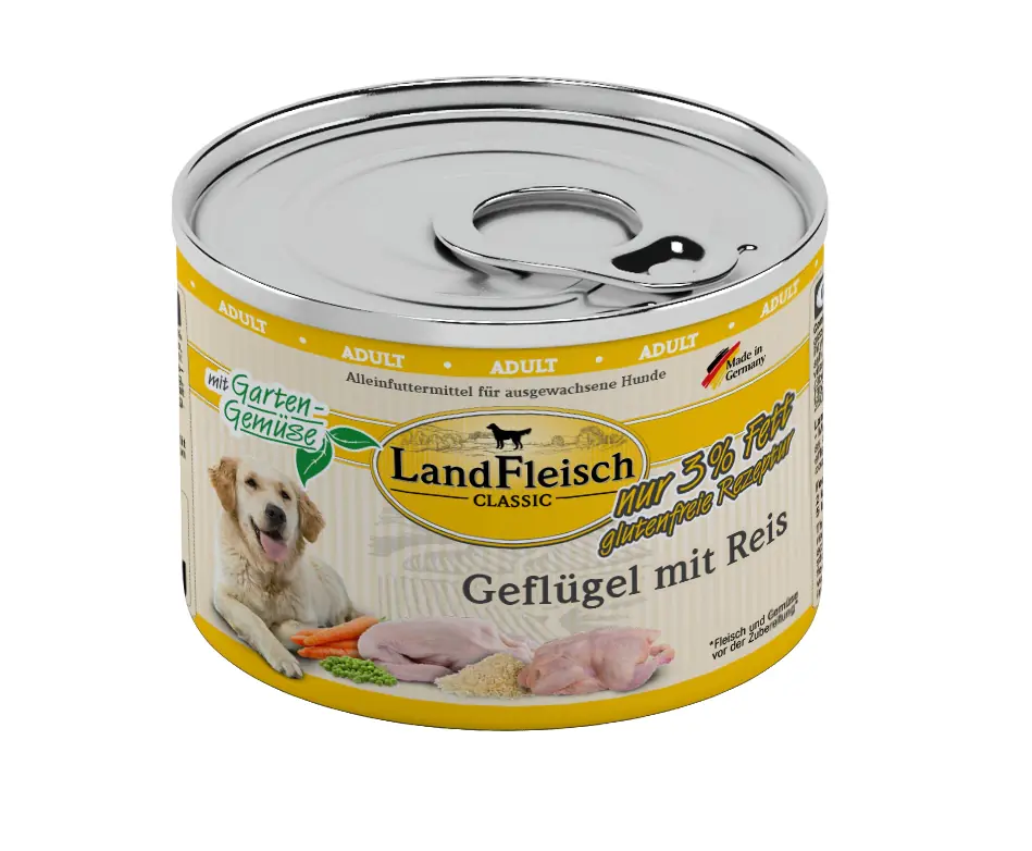 Landfleisch Dog Classic Hundenassfutter Adult 195 g Geflügel & Reis
