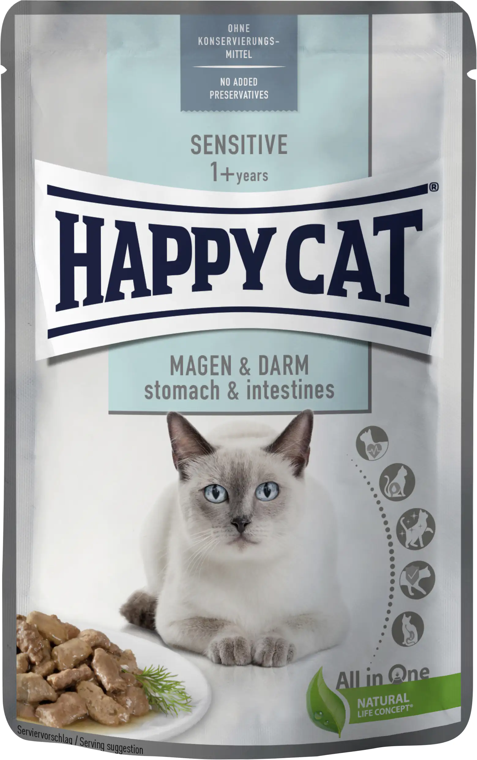 HappyCat Katzenfutter Sensitive Magen & Darm 85 g Pouch 85 g, Sensitive