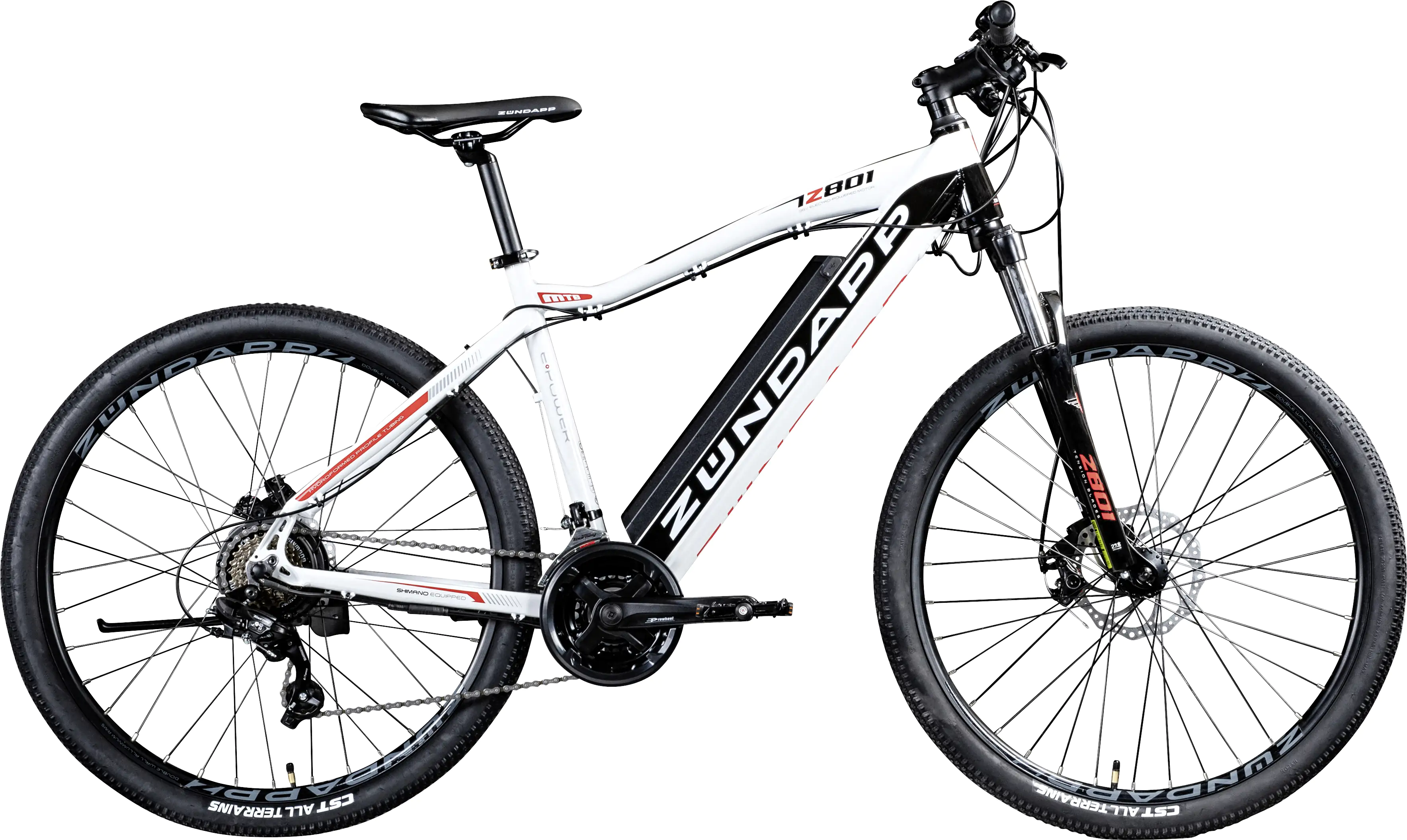 Zündapp E-Bike MTB Z801 27,5 Zoll 21-Gang 418 Wh schwarz weiß